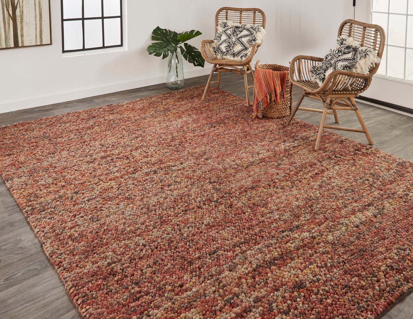 Berkeley Transitional/Casual Brown/Orange/Red Area Rug