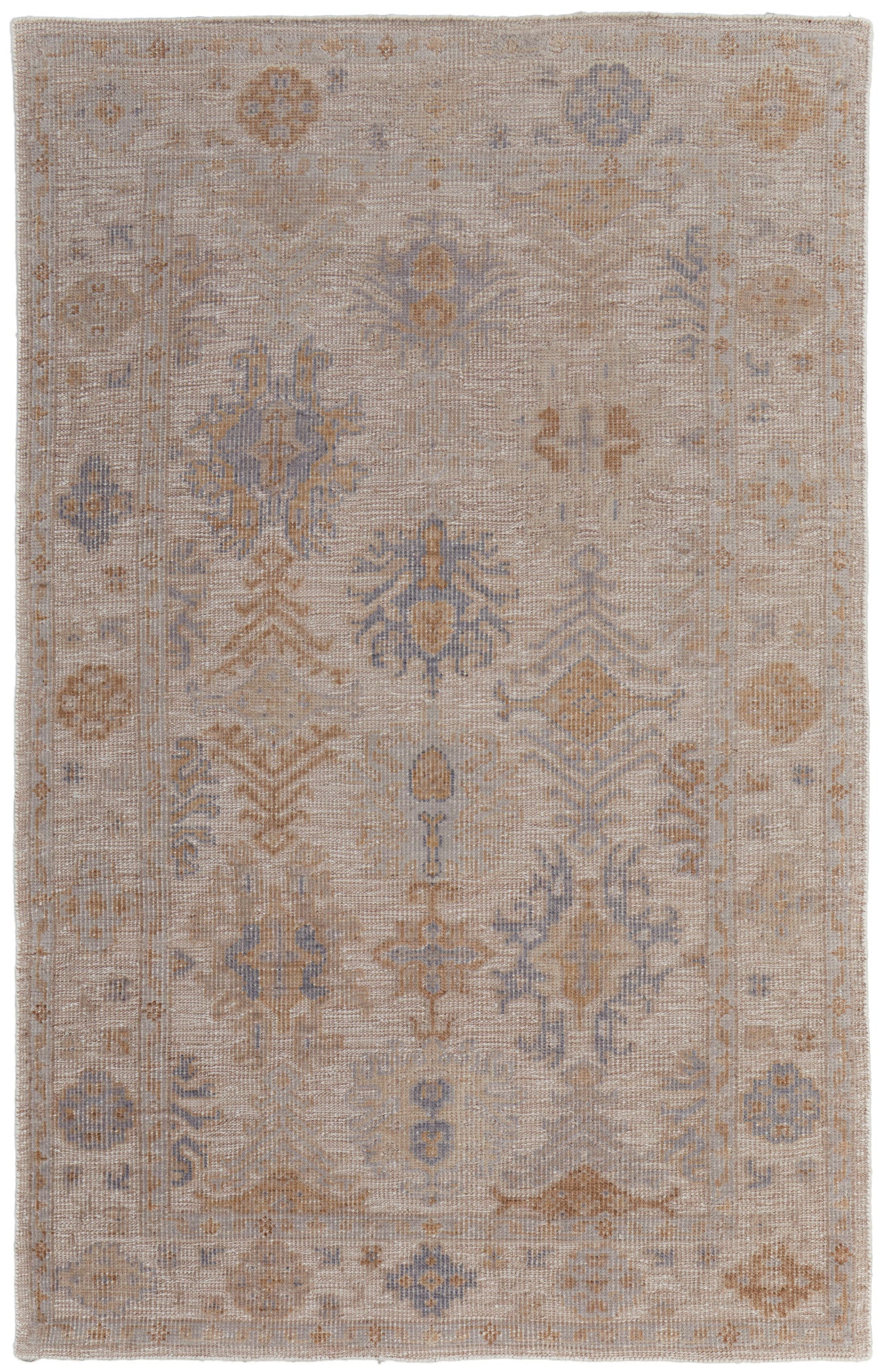 Wendover Transitional/Vintage/Rustic Ivory/Tan/Blue Accent Rug