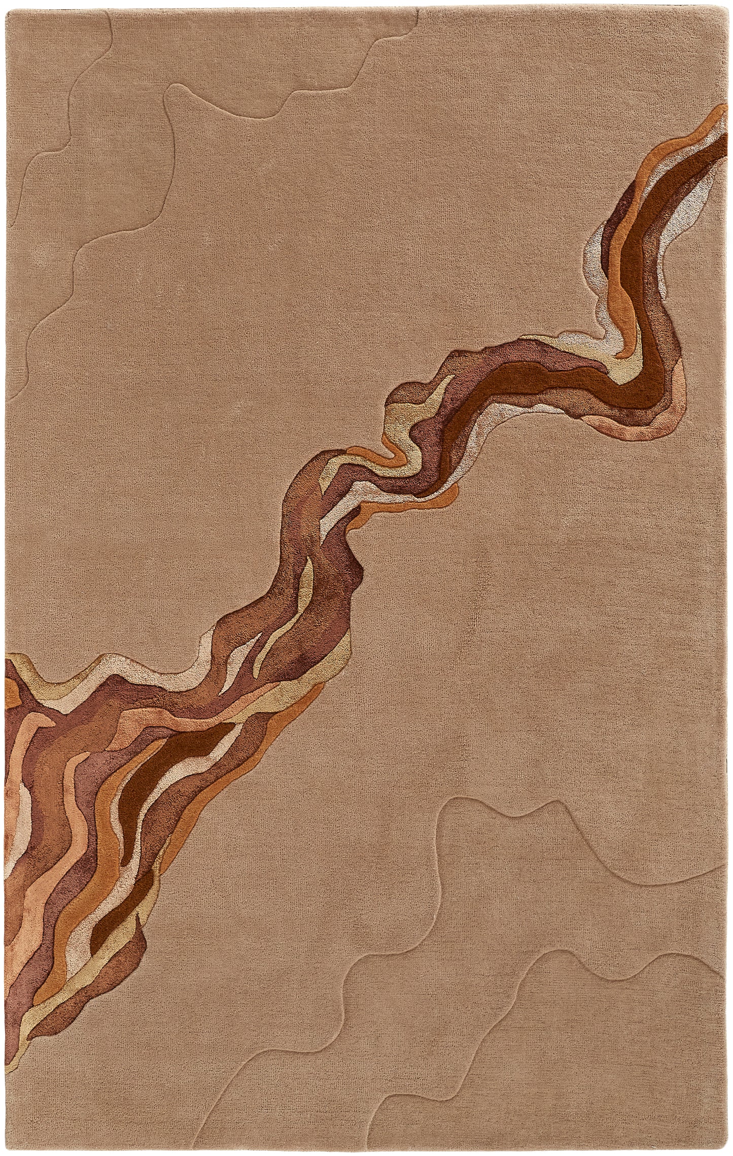 Serrano Transitional/Industrial/Casual Abstract/Watercolor Tan/Orange - Feizy Rug