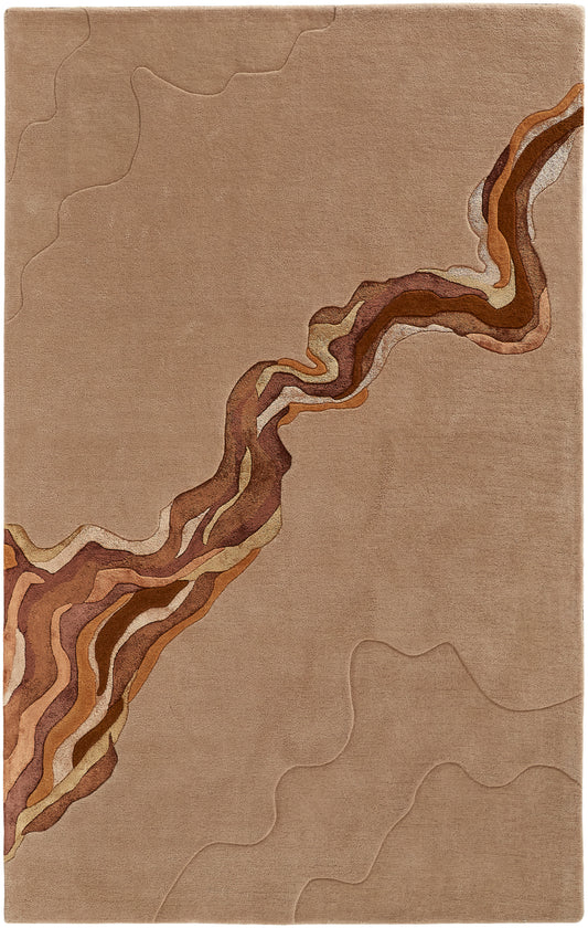 Serrano Transitional/Industrial/Casual Abstract/Watercolor Tan/Orange - Feizy Rug