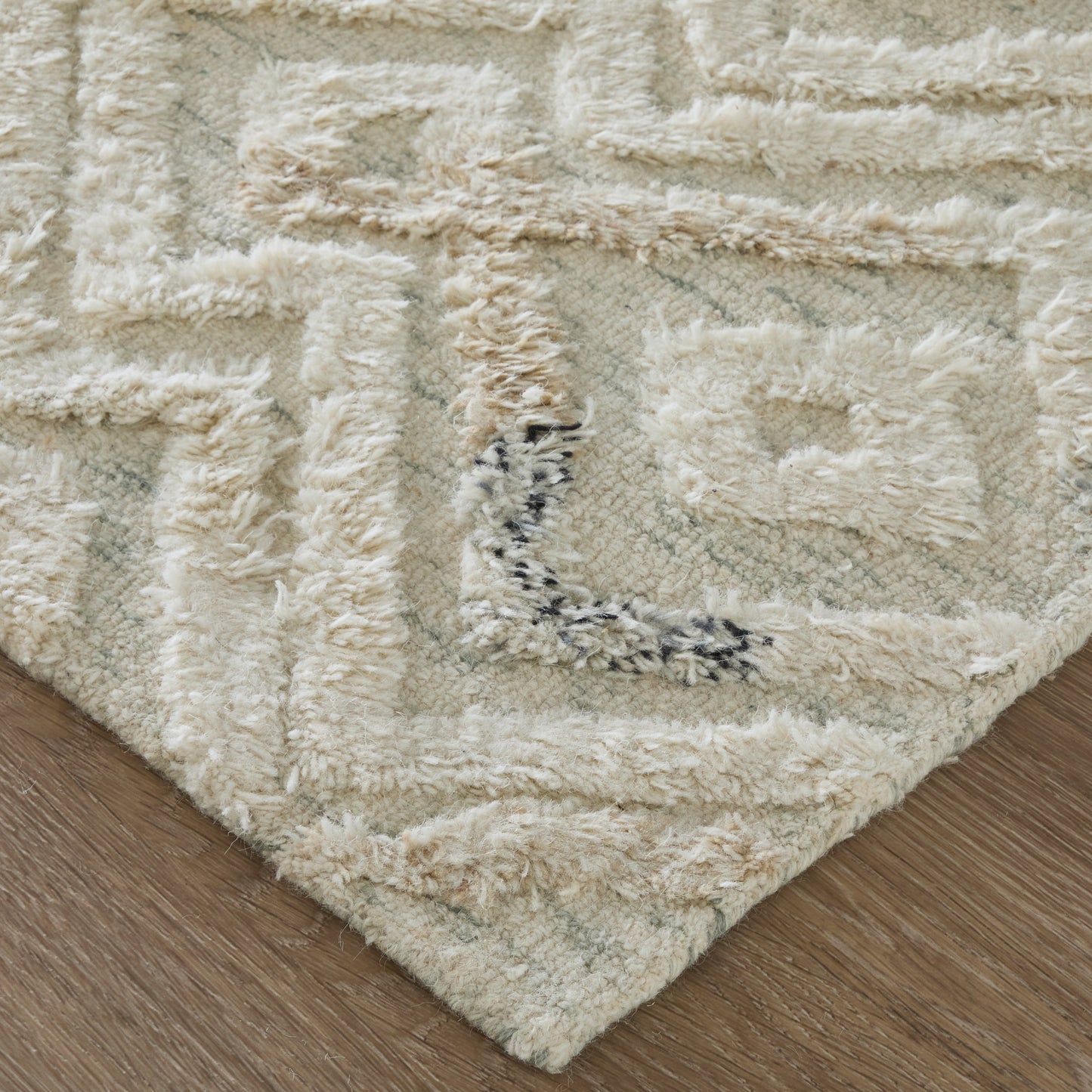 Anica Transitional/Bohemian & Eclectic/Moroccan Moroccan/Geometric/Distressed Ivory/Gray/Black - Feizy Rug