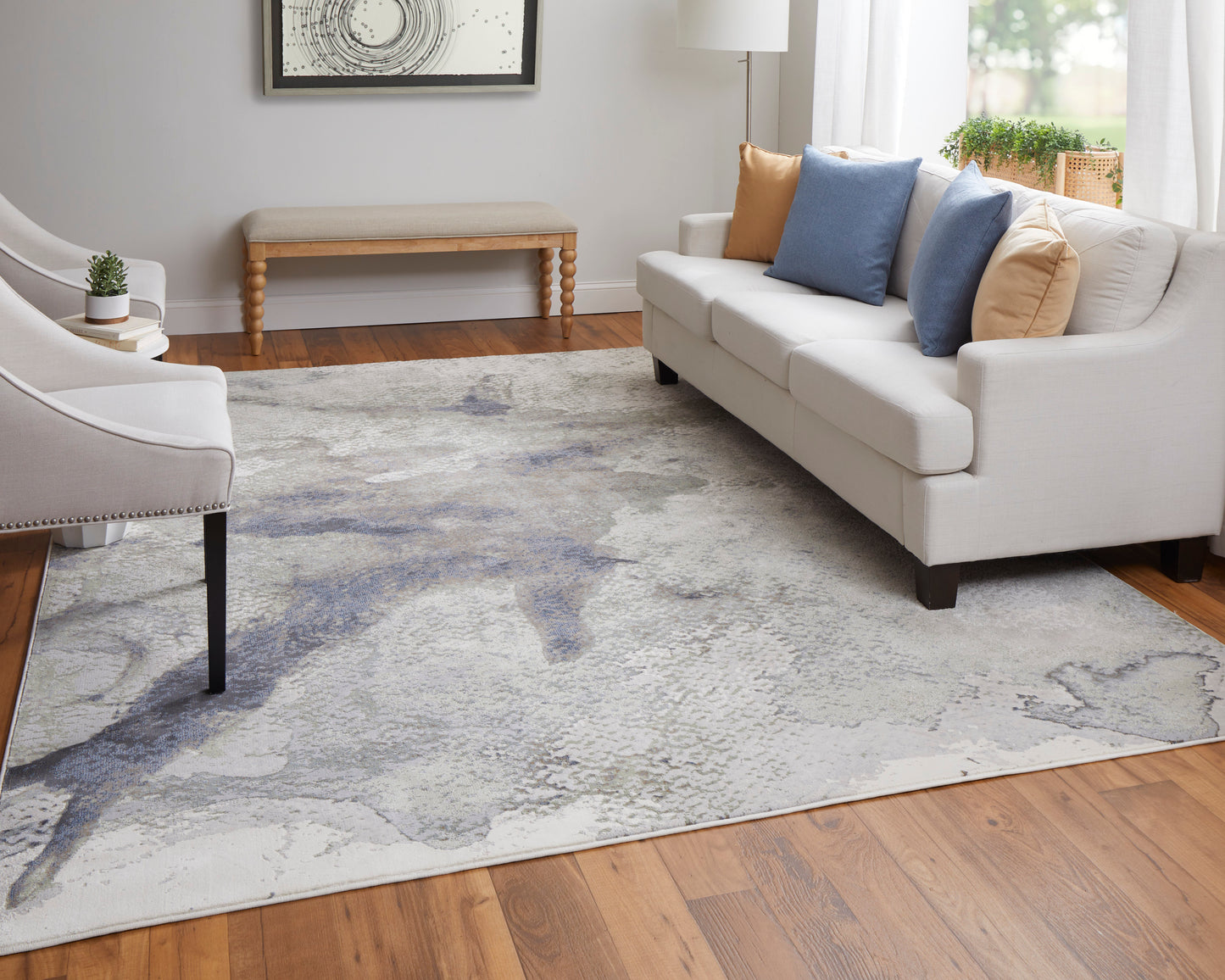 Clio Modern/Industrial/Bohemian & Eclectic Abstract/Watercolor Taupe/Brown/Black - Feizy Rug