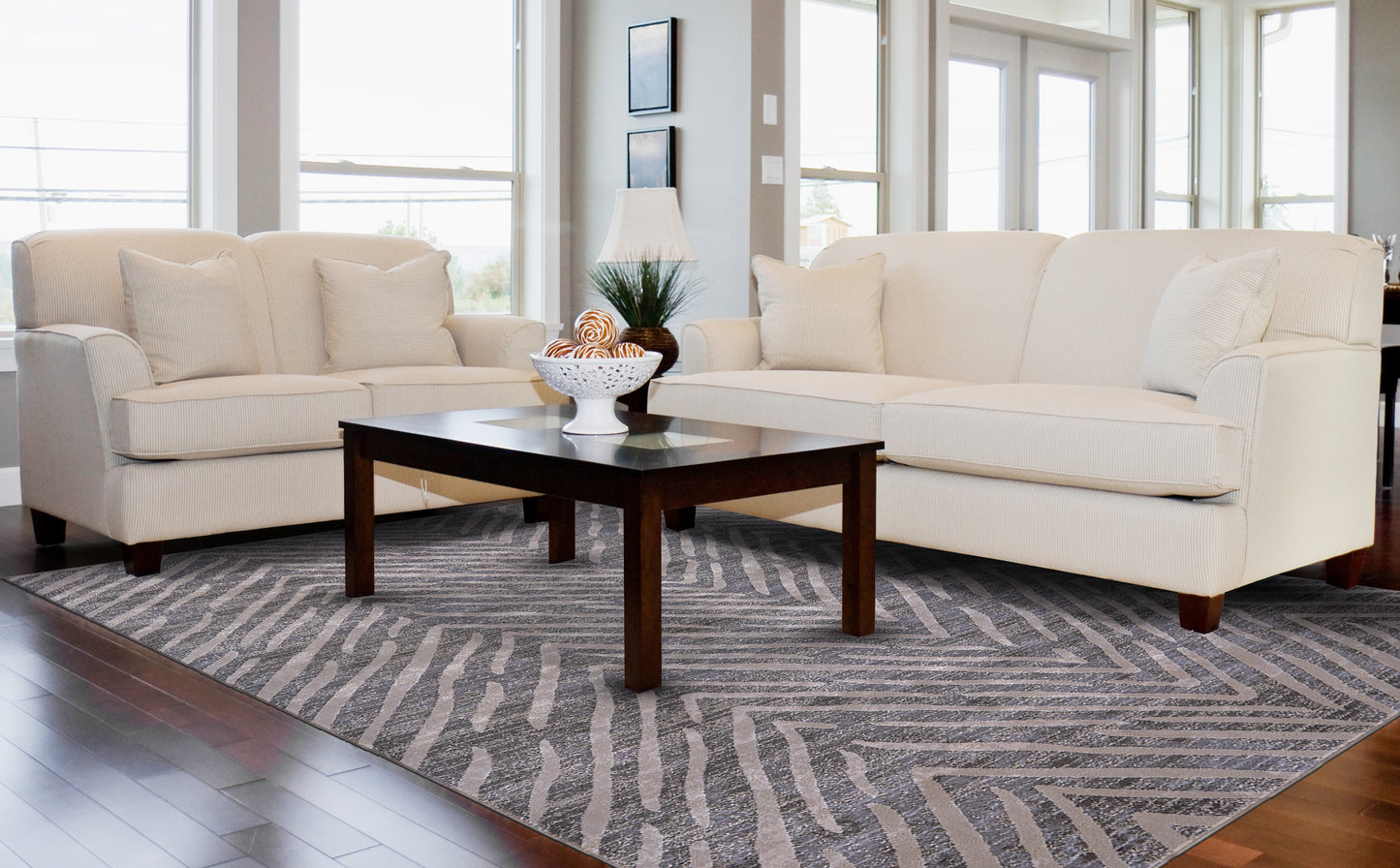Waldor Modern/Casual/Global Herringbone/Chevron Gray - Feizy Rug