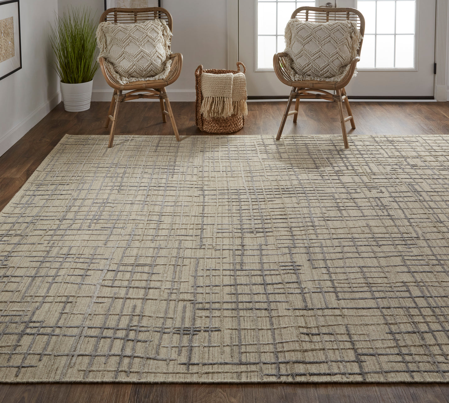 Kirkwood Transitional/Industrial/Casual Tan/Silver Accent Rug  Feizy Rugs Small Parcel,Feizy Rugs,Kirkwood,Tan/Silver,2' x 3',Accent Rug,Viscose/Wool,Transitional/Industrial/Casual,India