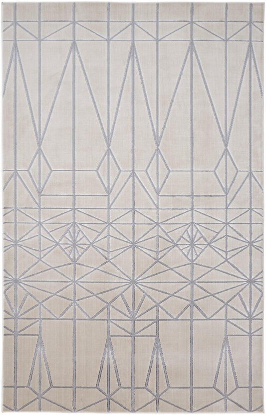 Micah Modern/Mid-Century Modern Geometric White/Silver/Gray - Feizy Rug