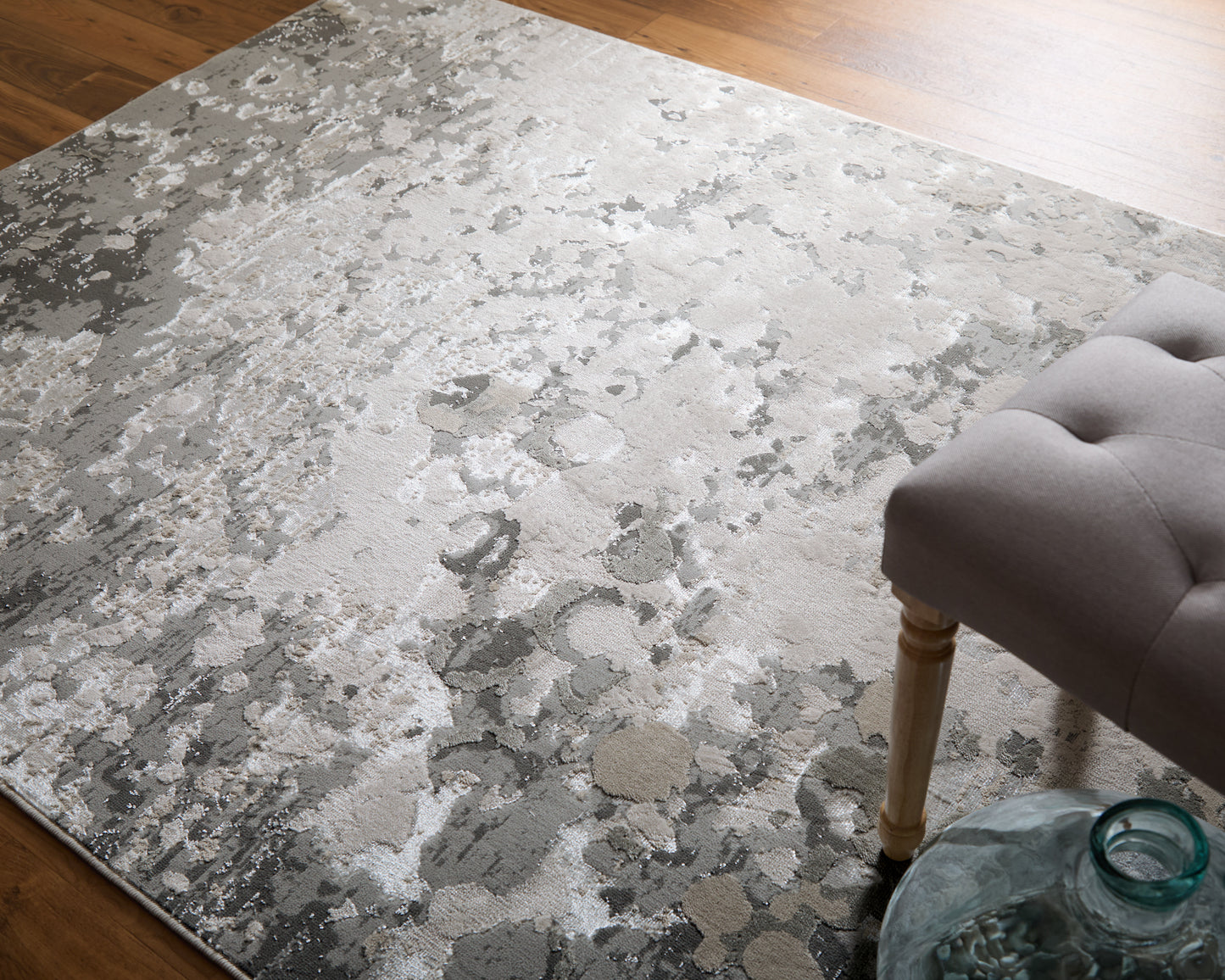 Micah Modern/Industrial/Luxury & Glam Abstract/Watercolor Silver/Gray/White - Feizy Rug