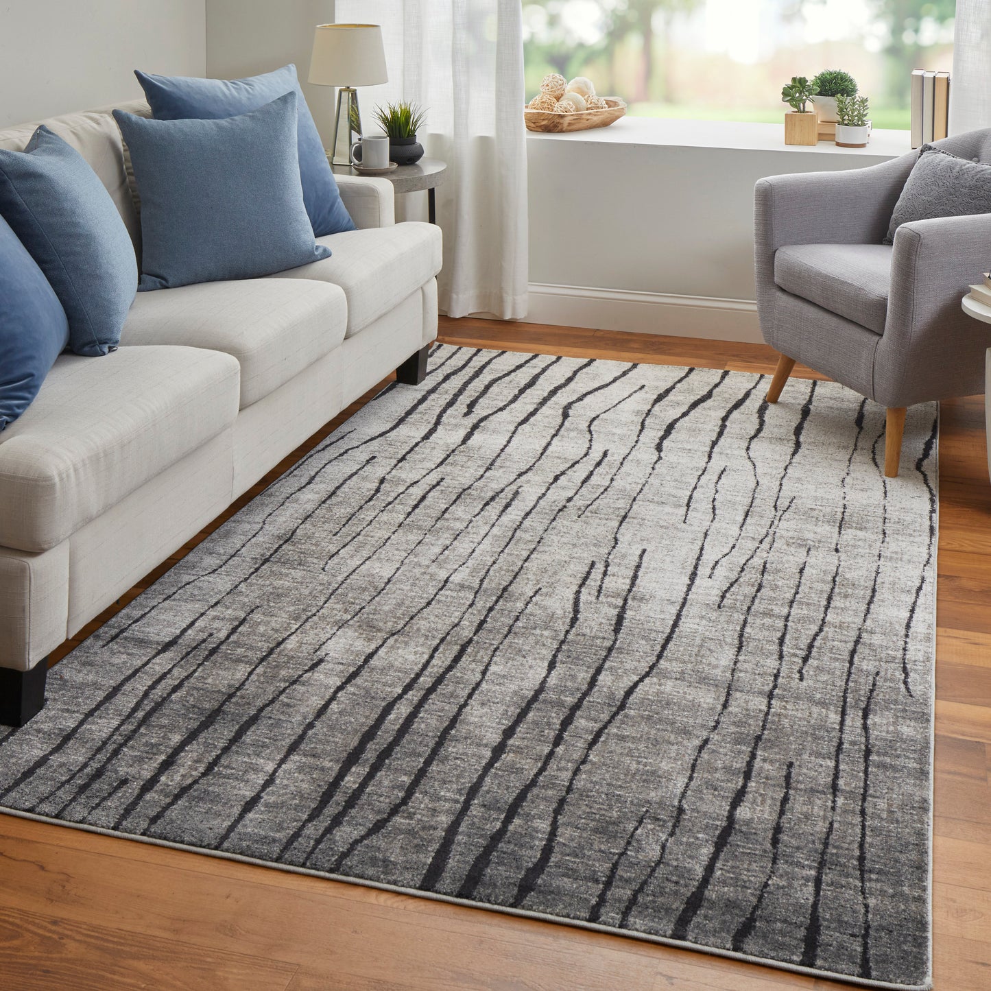 Kano Transitional/Industrial/Casual Gray/Black/Taupe Area Rug