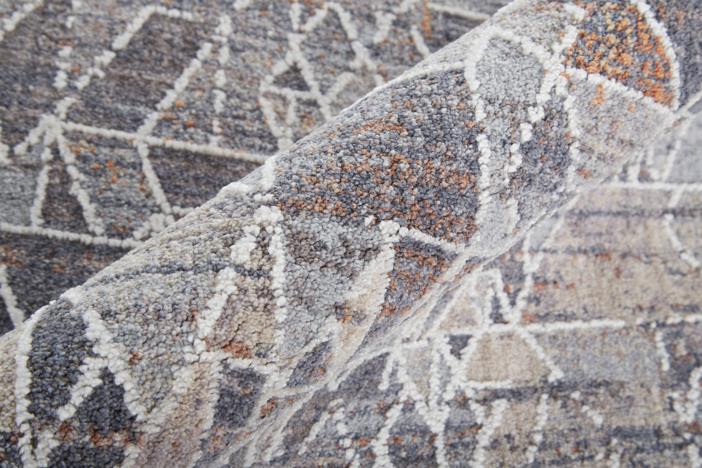 Francisco Transitional/Moroccan/Southwestern Abstract/Geometric/Distressed Gray/Blue/Orange - Feizy Rug