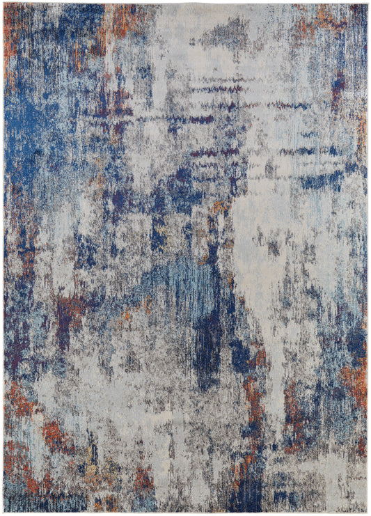 Edgemont Modern/Casual Abstract/Watercolor/Distressed Ivory/Blue - Feizy Rug