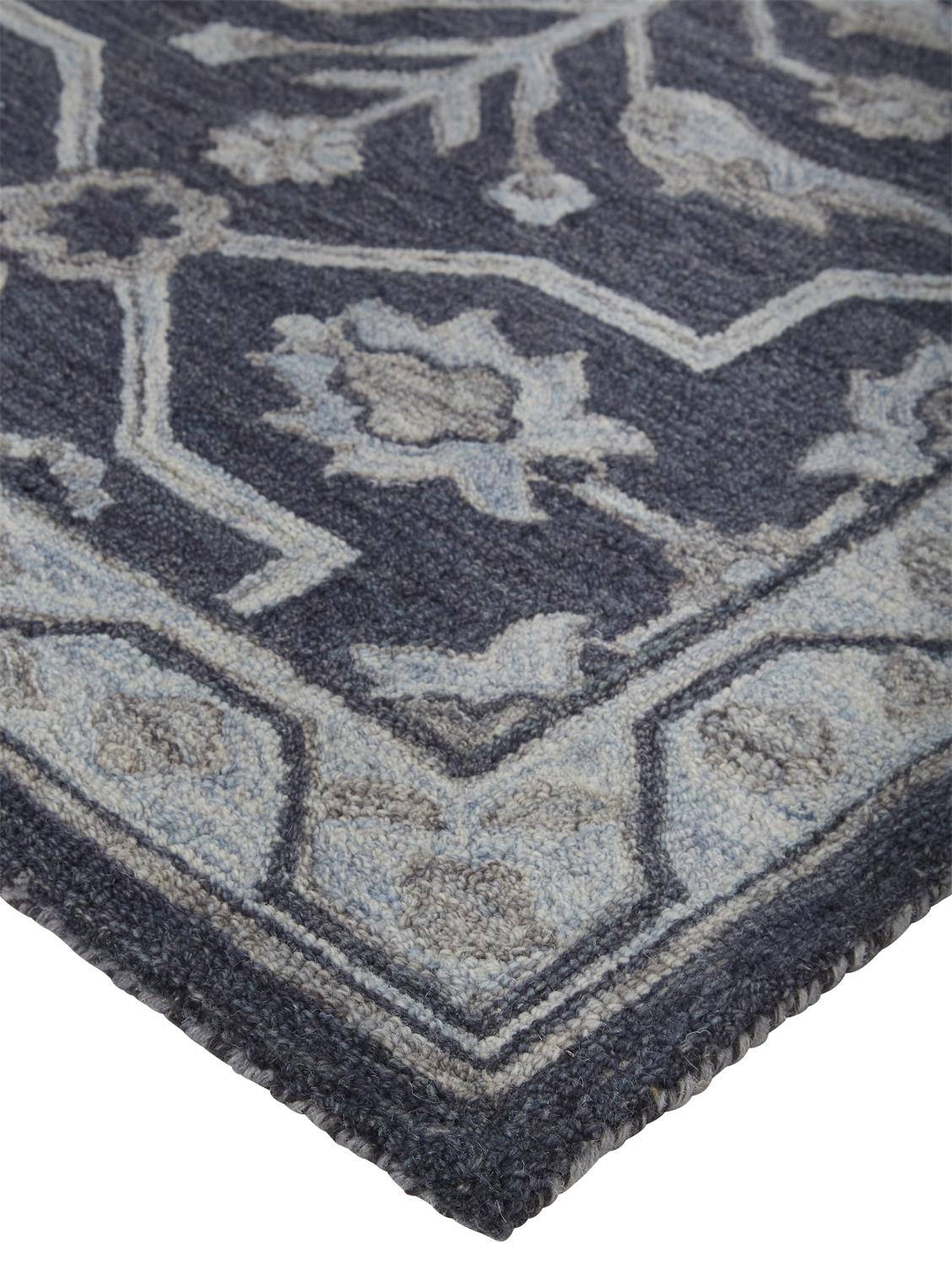Fallon Traditional/Classic Oriental/Geometric/Floral & Botanical Blue/Gray - Feizy Rug