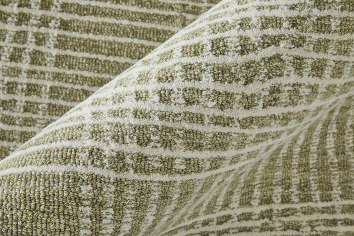 Winston Modern Plaid/Stripes Green/Ivory - Feizy Rug