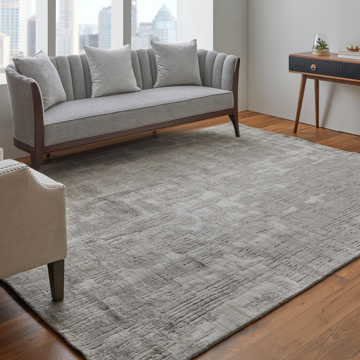 Eastfield Modern/Casual Abstract/Distressed Gray/Ivory 69AK - Feizy Rug