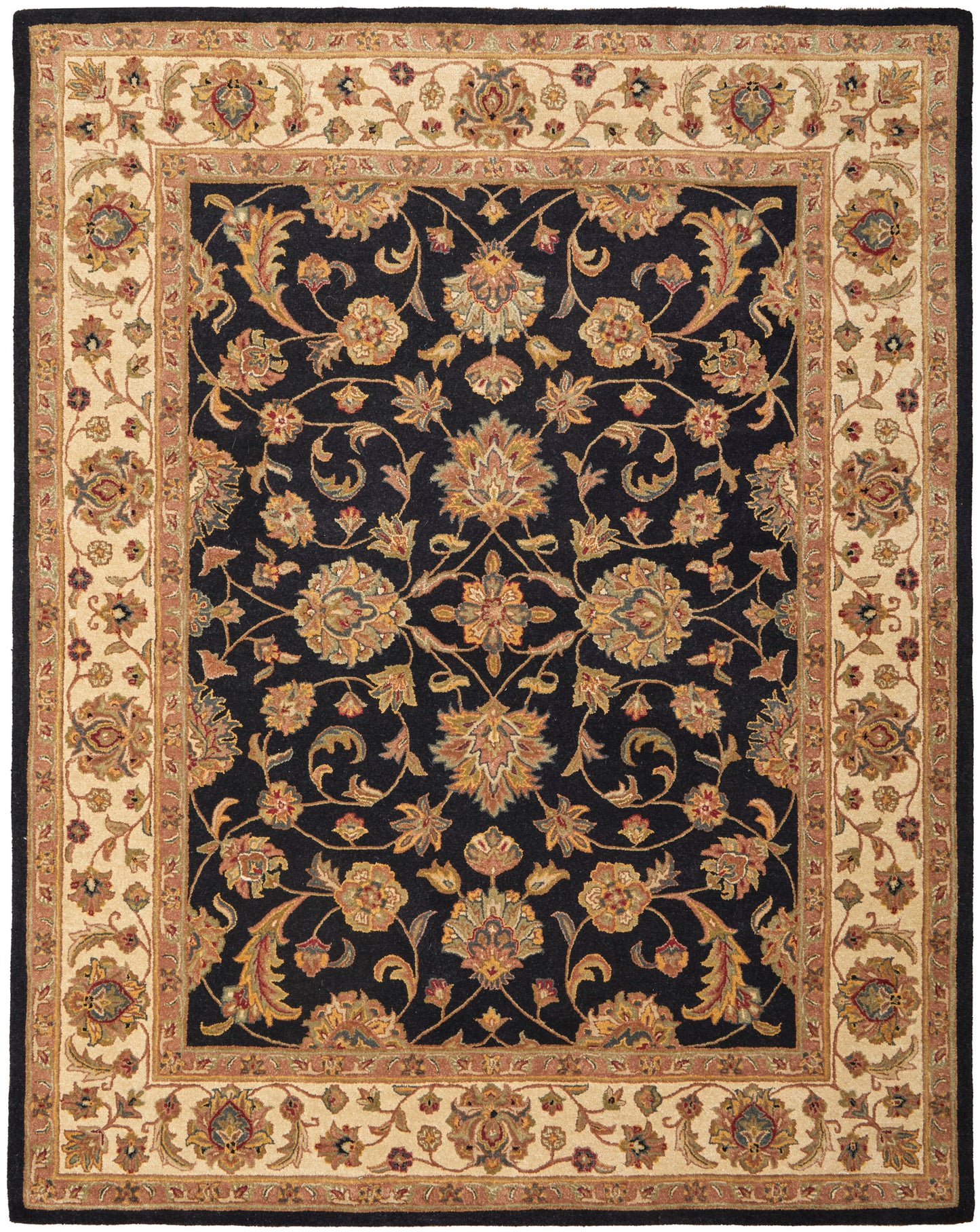 Wagner Traditional/Classic/Vintage Oriental/Persian/Bordered Black/Gold/Tan - Feizy Rug
