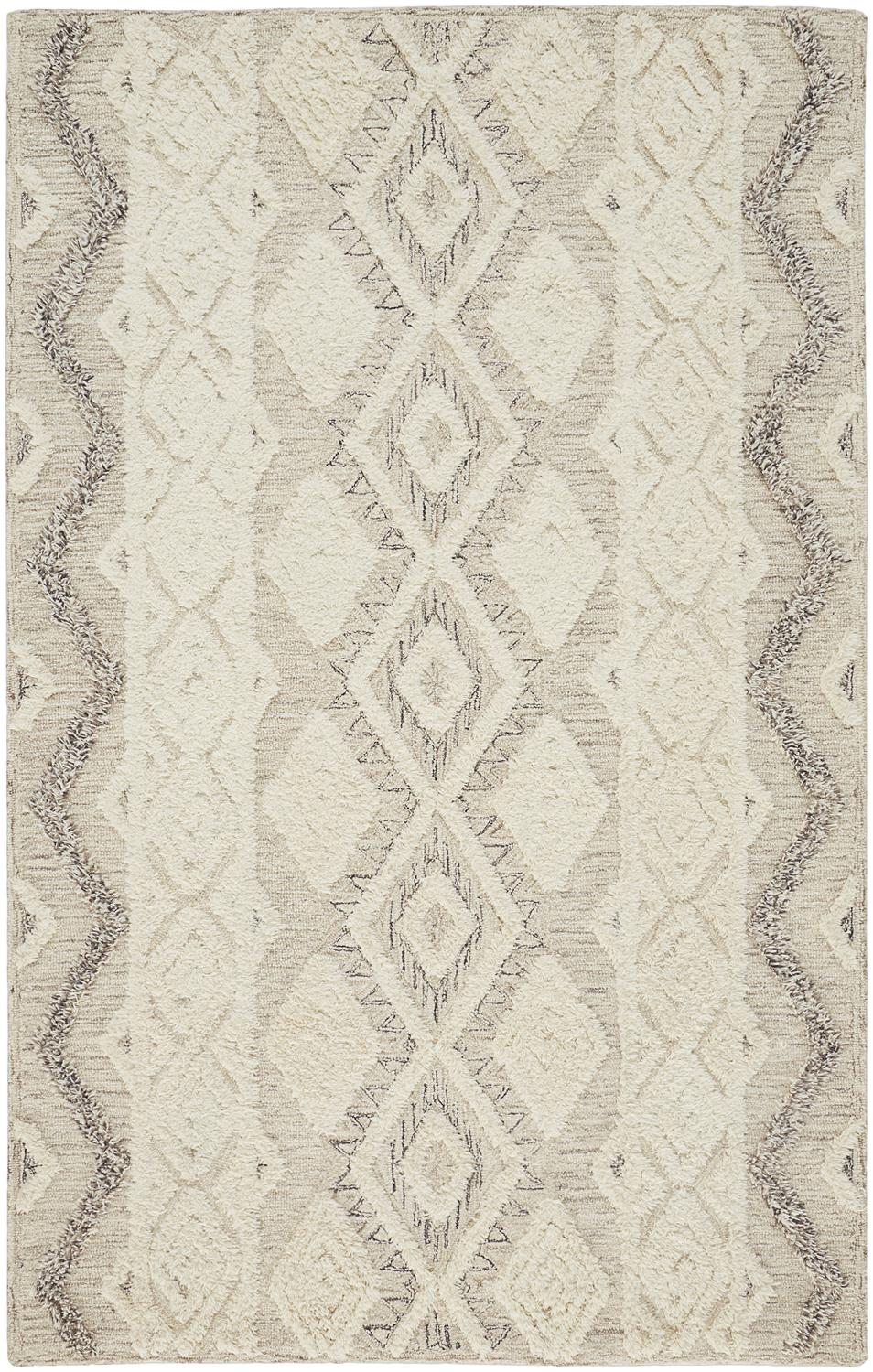 Anica Transitional/Natural/Bohemian & Eclectic Geometric/Moroccan Ivory/Taupe/Gray - Feizy Rug