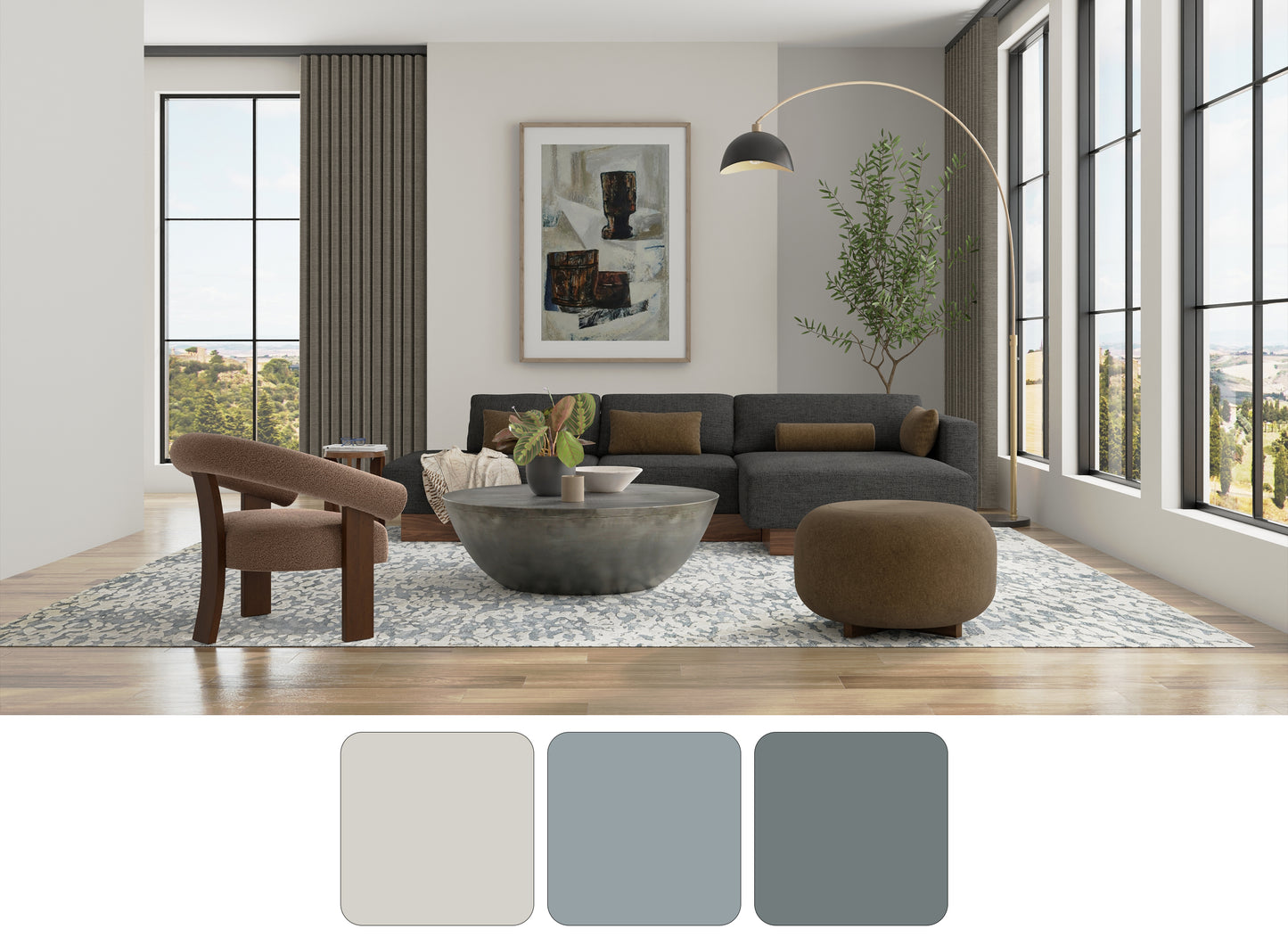 Braden Modern/Industrial/Casual Abstract/Watercolor Ivory/Blue/Gray - Feizy Rug