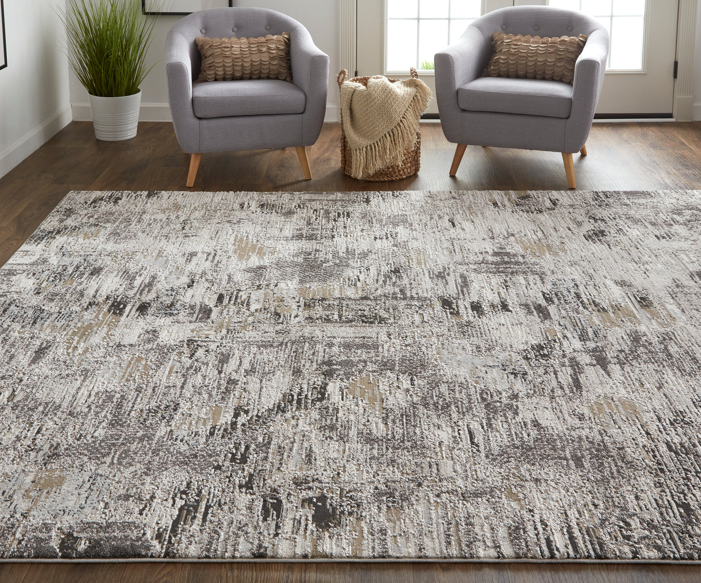 Vancouver Modern/Industrial Ivory/Gray/Brown Area Rug