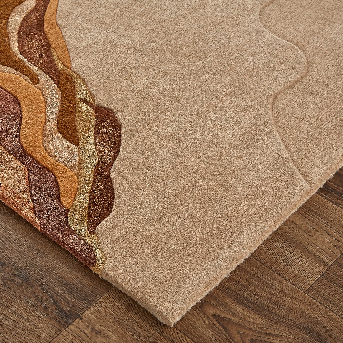 Serrano Transitional/Industrial/Casual Abstract/Watercolor Tan/Orange - Feizy Rug