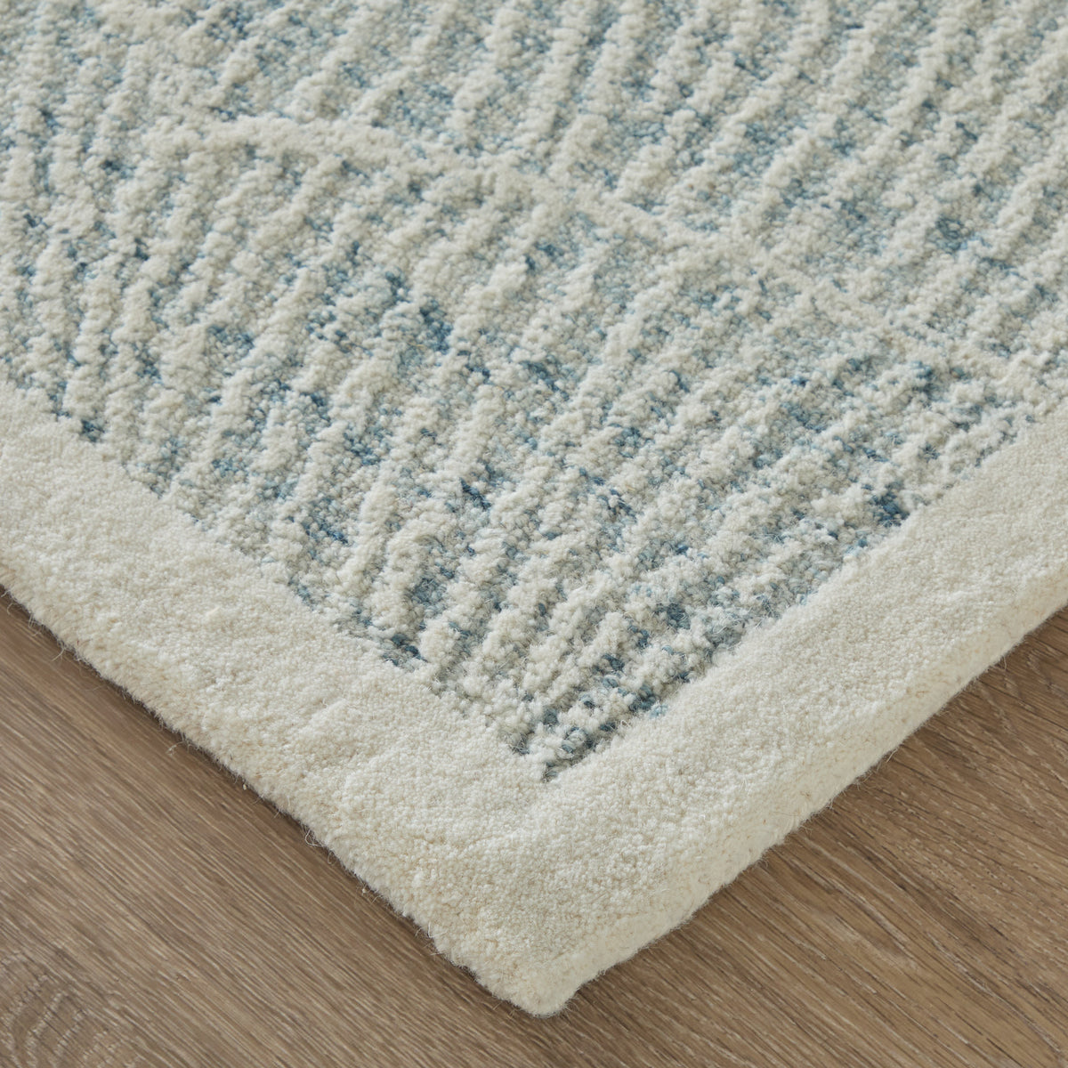 Winston Modern/Nautical & Coastal Floral & Botanical/Bordered/Abstract Blue/Ivory - Feizy Rug