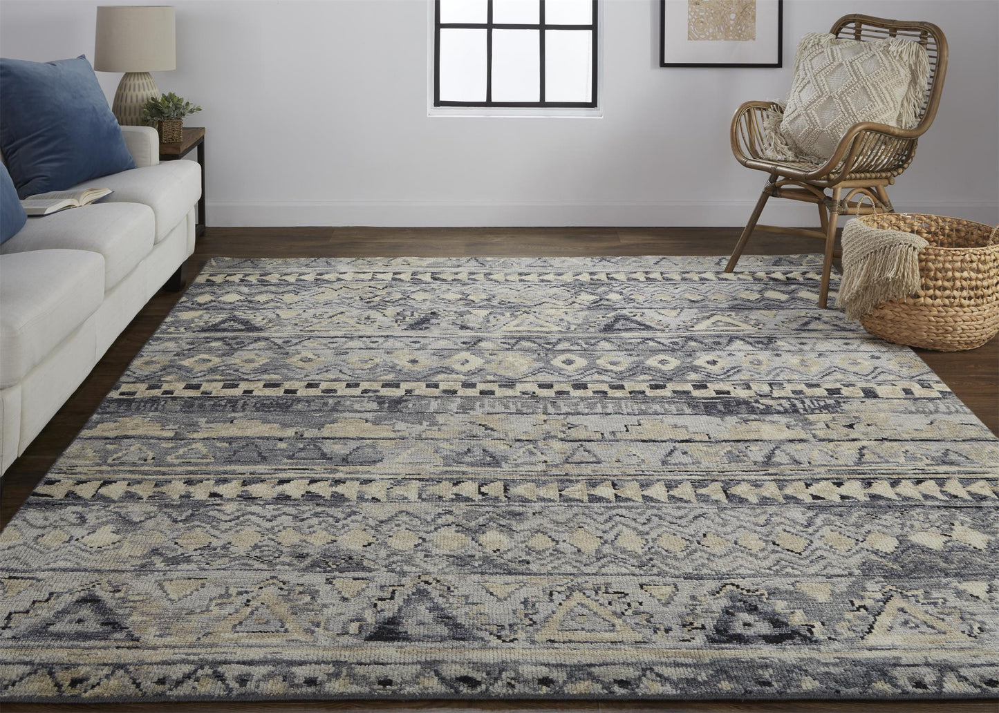Palomar Transitional/Farmhouse/Bohemian & Eclectic Geometric/Diamond Taupe/Gray/Tan - Feizy Rug