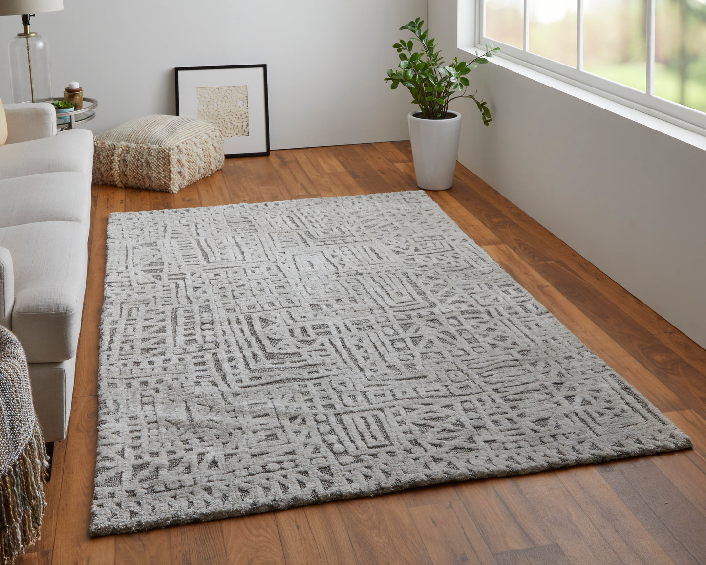 Colton Modern/Casual/Casual Abstract/Geometric Gray/Silver - Feizy Rug