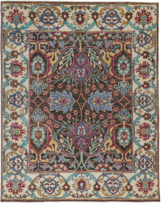 Piraj Traditional/Classic/Vintage Bordered/Oriental/Persian Ivory/Brown/Blue - Feizy Rug