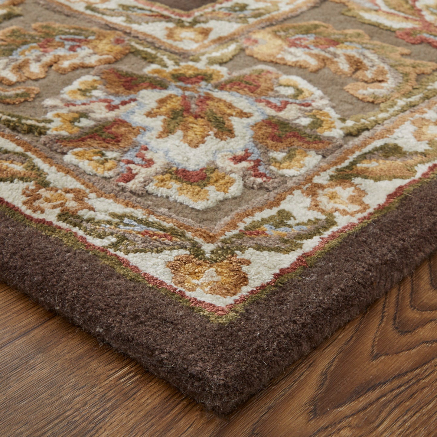 Prescott Traditional/Classic/Bohemian & Eclectic Oriental/Bordered Brown/Tan/Ivory - Feizy Rug