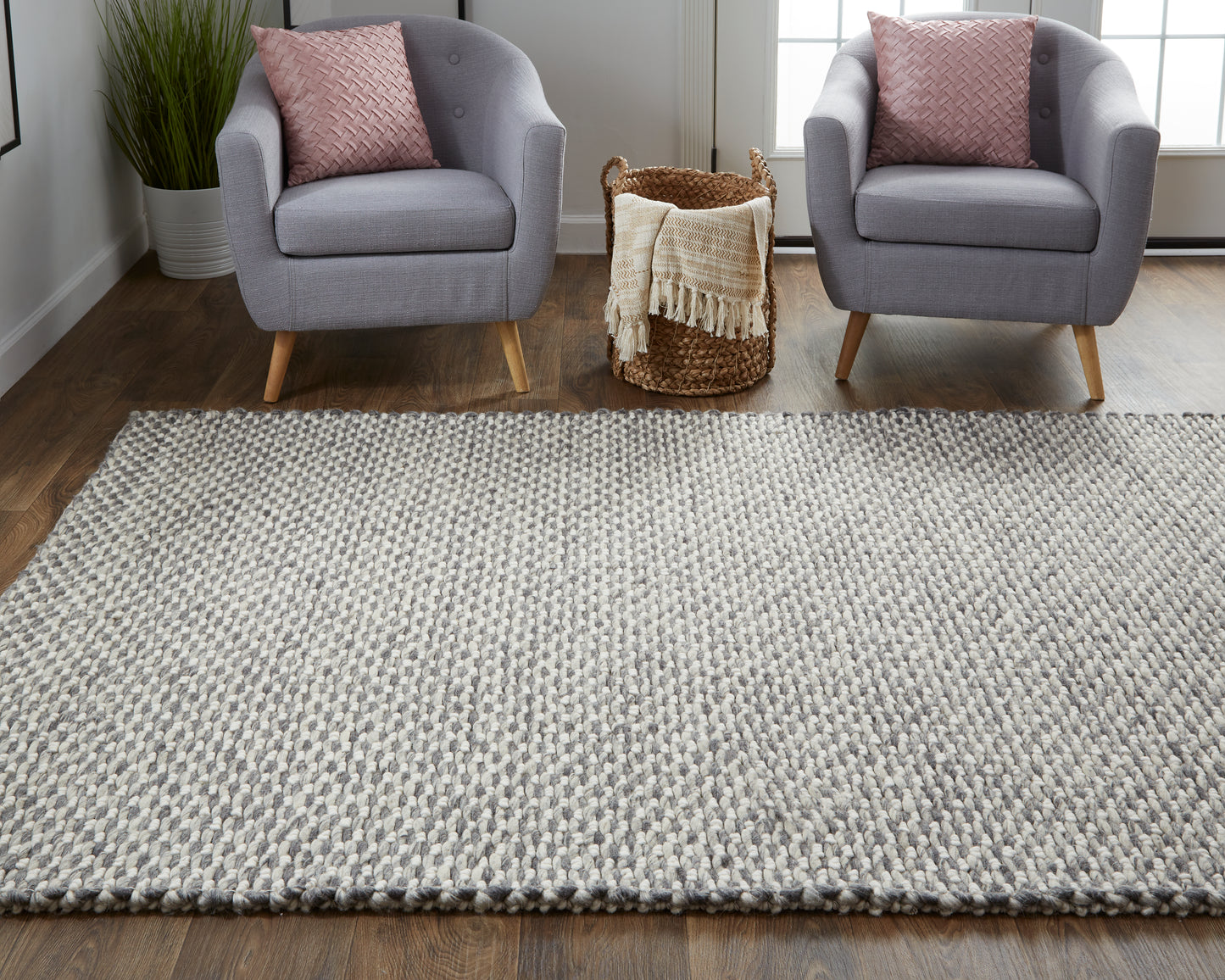 Berkeley Transitional/Scandinavian Solid Gray/Ivory - Feizy Rug