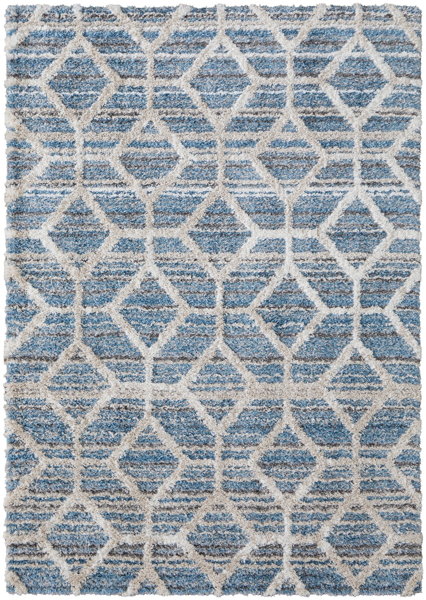 Mynka Transitional/Bohemian & Eclectic/Farmhouse Diamond/Geometric/Trellis & Lattice Blue/Ivory - Feizy Rug