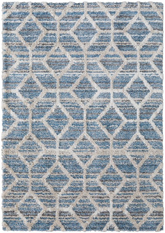 Mynka Transitional/Bohemian & Eclectic/Farmhouse Diamond/Geometric/Trellis & Lattice Blue/Ivory - Feizy Rug