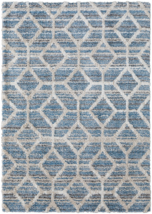 Mynka Transitional/Bohemian & Eclectic/Farmhouse Blue/Ivory Area Rug