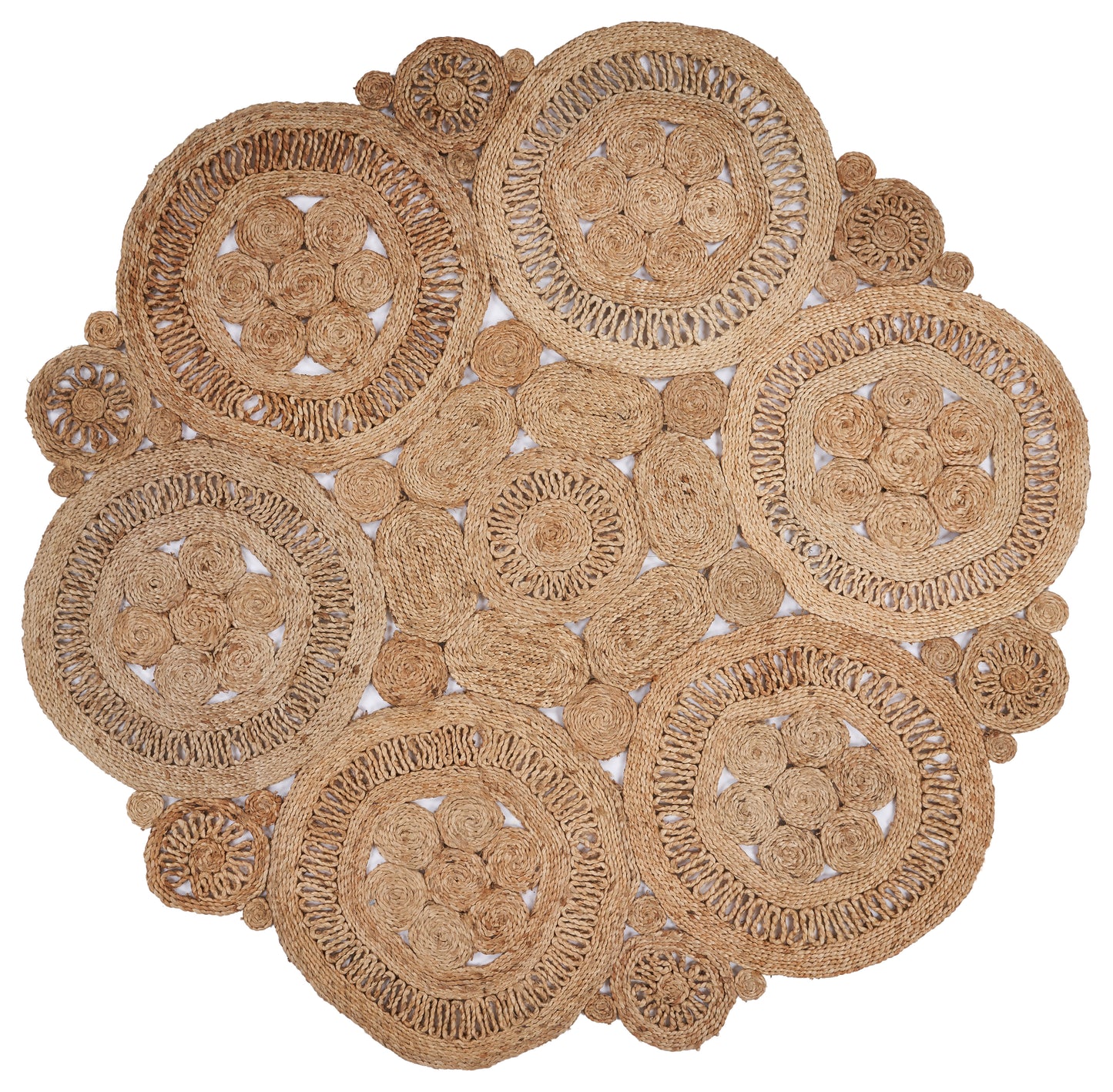 NATUR-12031 Bohemian/Eclectic Hand-Braided Natural Jute Indoor Area Rugs - LR Home