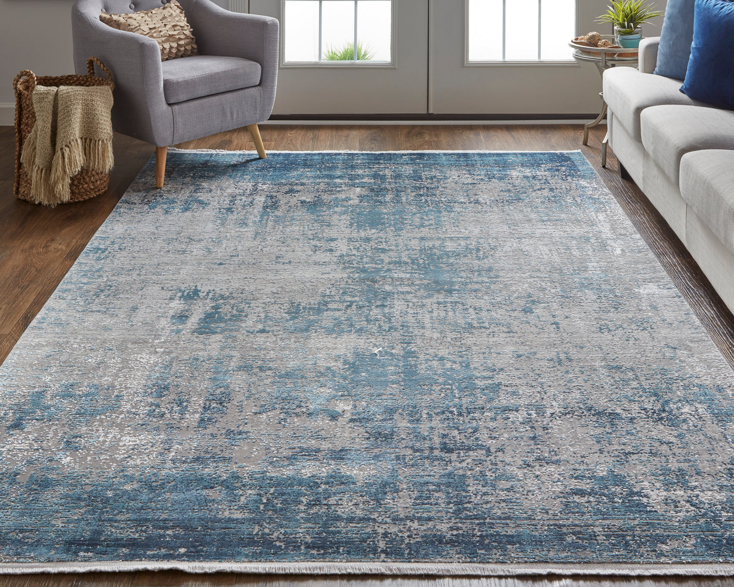 Cadiz Modern/Casual Blue/Gray/Silver Area Rug