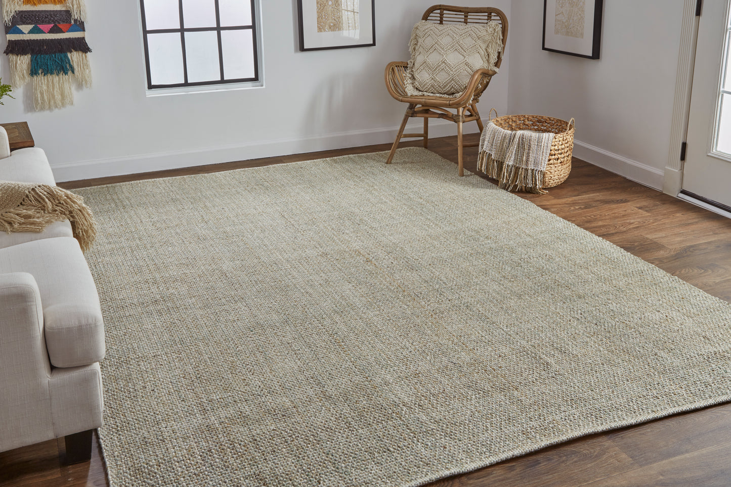 Naples Transitional/Casual/Nautical & Coastal Solid/Stripes Green/Tan - Feizy Rug