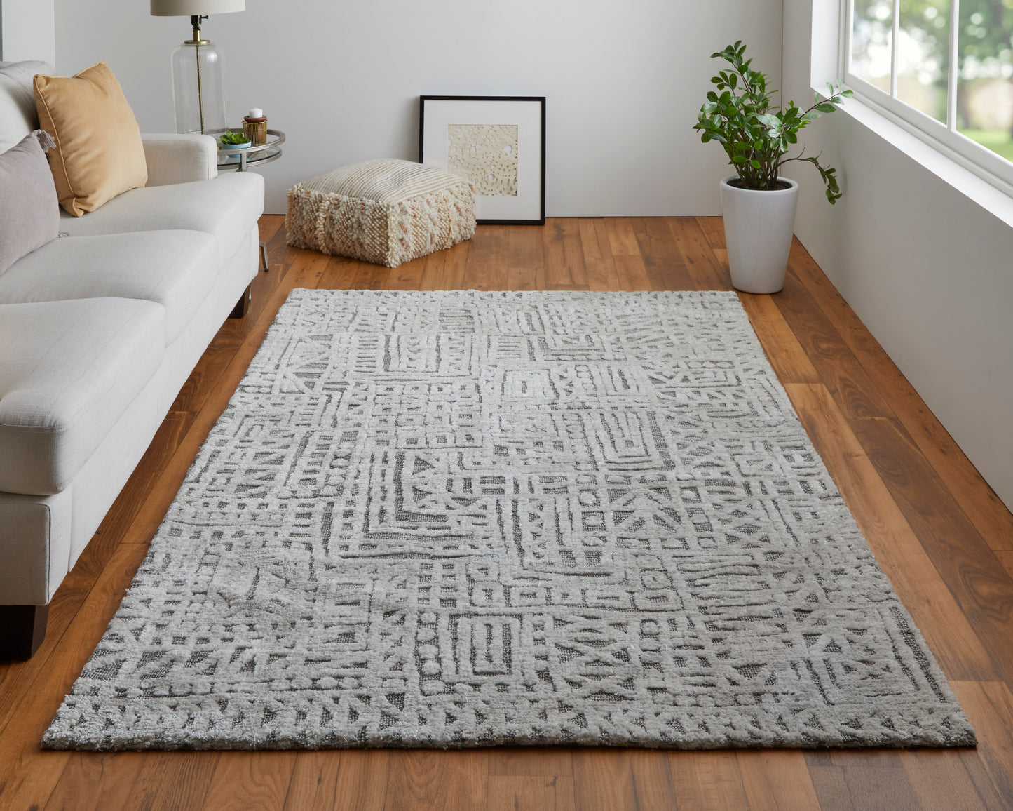 Colton Modern/Casual/Casual Abstract/Geometric Gray/Silver - Feizy Rug