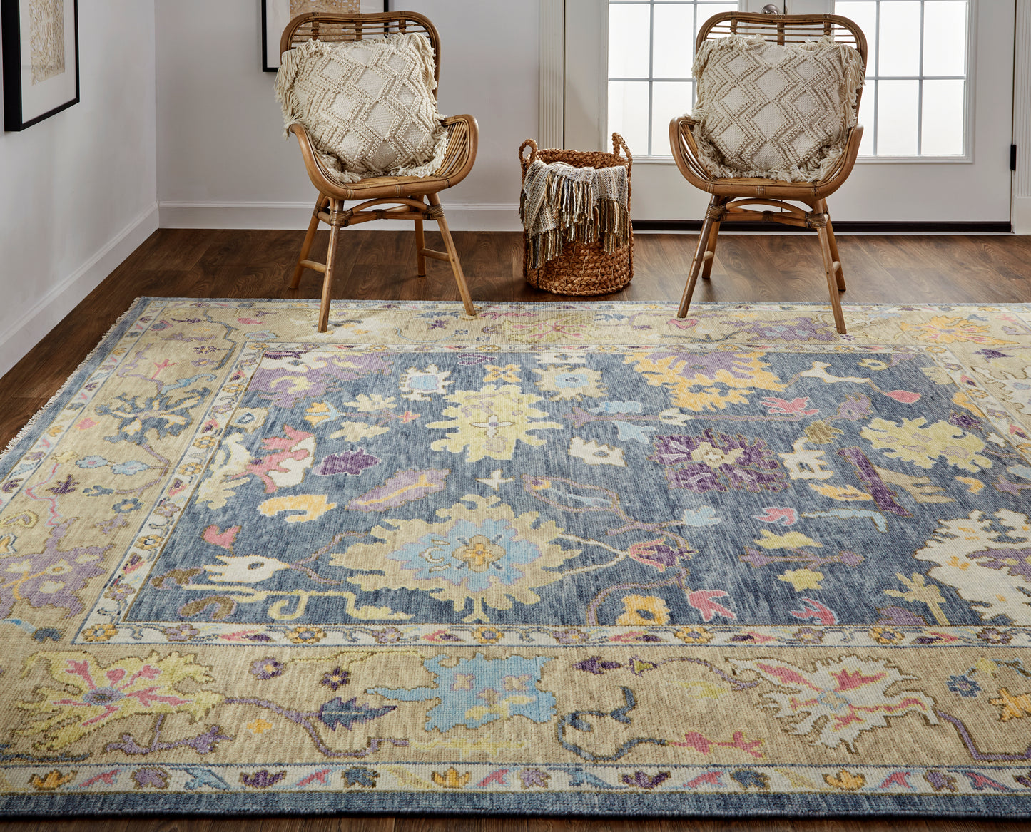 Karina Traditional/Bohemian & Eclectic/Craftsman Persian/Bordered/Floral & Botanical Gold/Blue/Purple - Feizy Rug