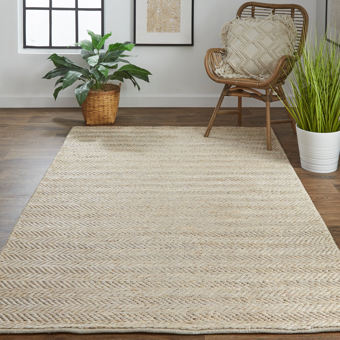 Kaelani Transitional/Casual Geometric/Solid Tan/Gray - Feizy Rug