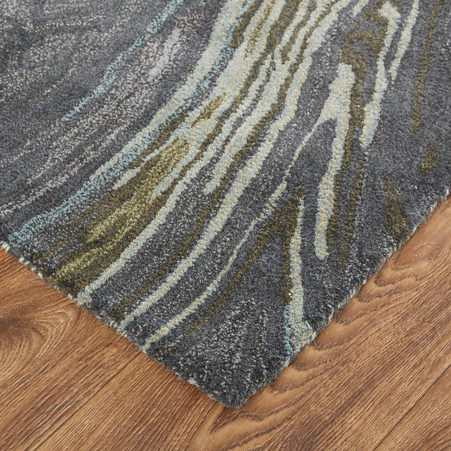Amira Transitional/Industrial/Casual Abstract/Watercolor Blue/Ivory/Green - Feizy Rug