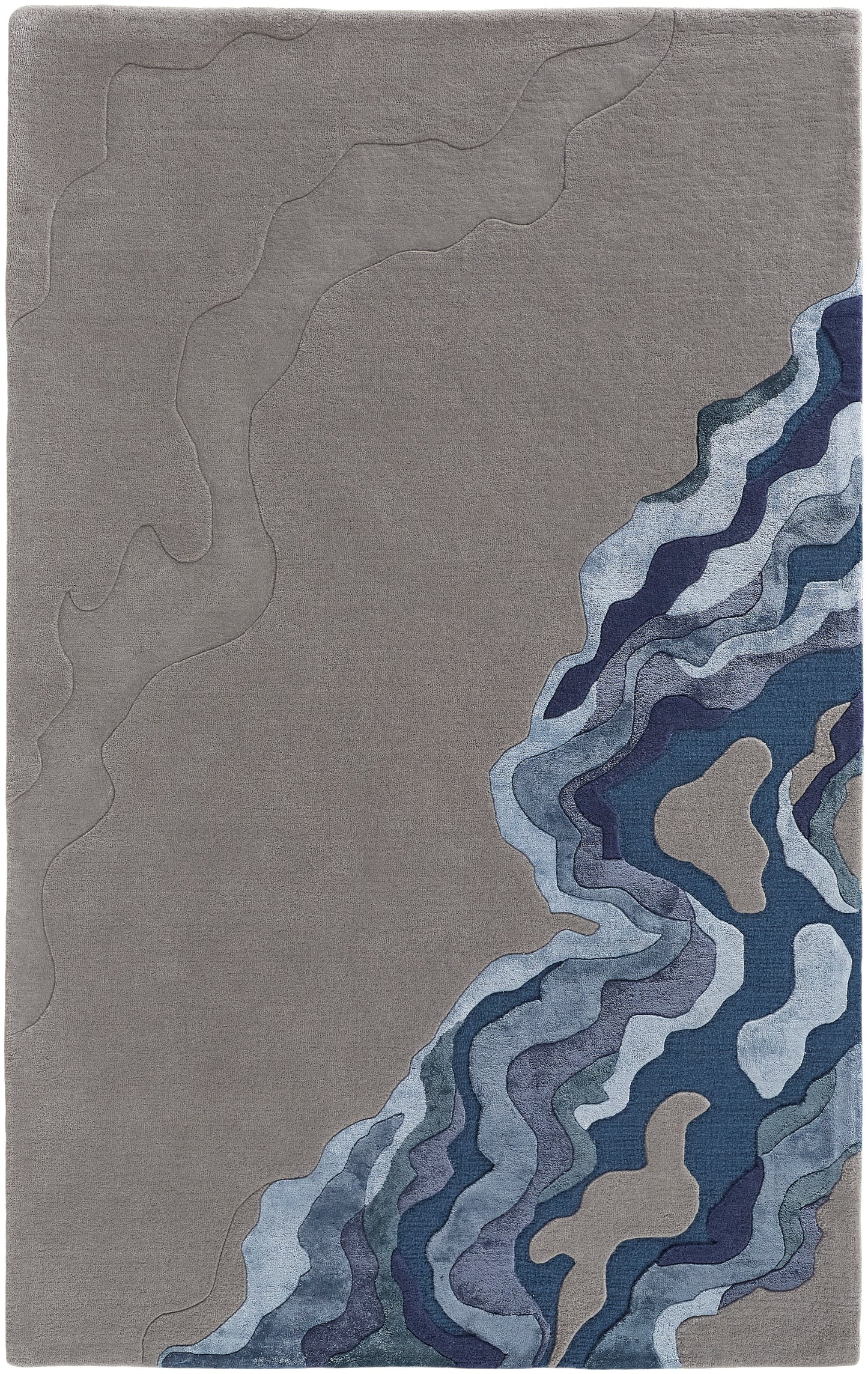 Serrano Transitional/Industrial/Casual Abstract/Watercolor Gray/Taupe/Blue - Feizy Rug