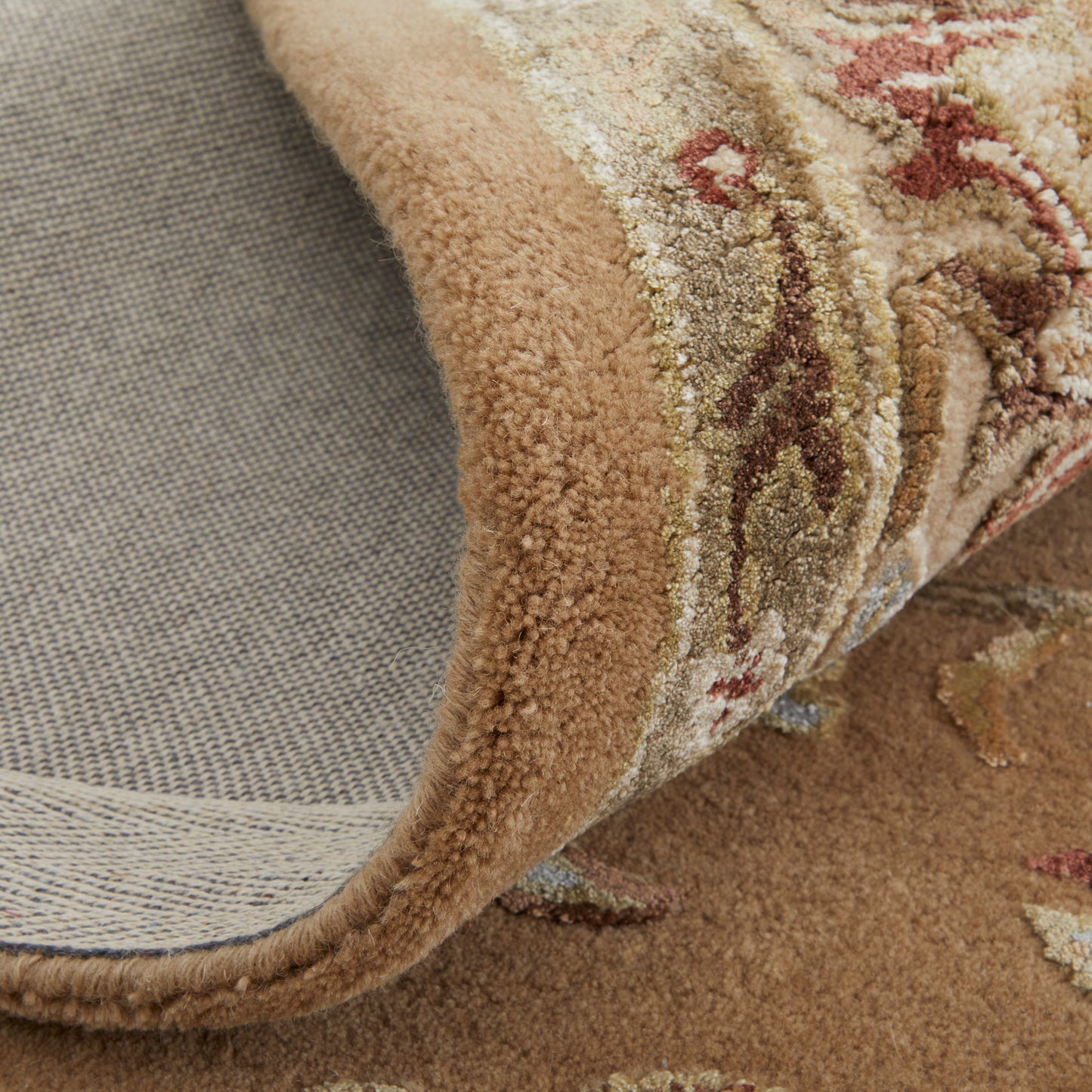 Prescott Traditional/French & Victorian/Bohemian & Eclectic Floral & Botanical/Bordered Tan/Ivory - Feizy Rug