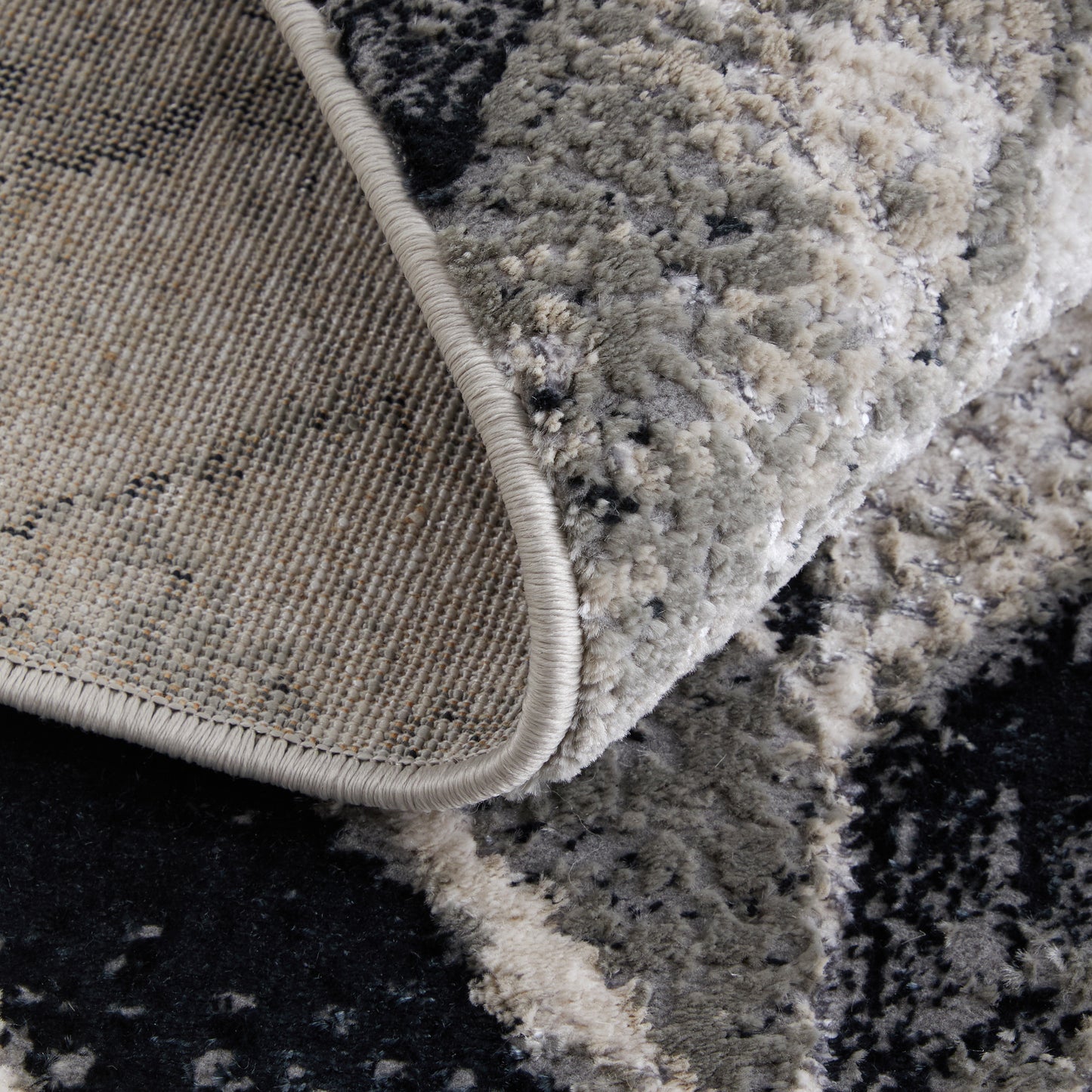 Micah Modern/Industrial Black/Gray/Silver Runner  Feizy Rugs Small Parcel,Feizy Rugs,Micah,Black/Gray/Silver,2'10" x 7'10",Runner,Polyester/Polypropylene,Modern/Industrial,Turkey