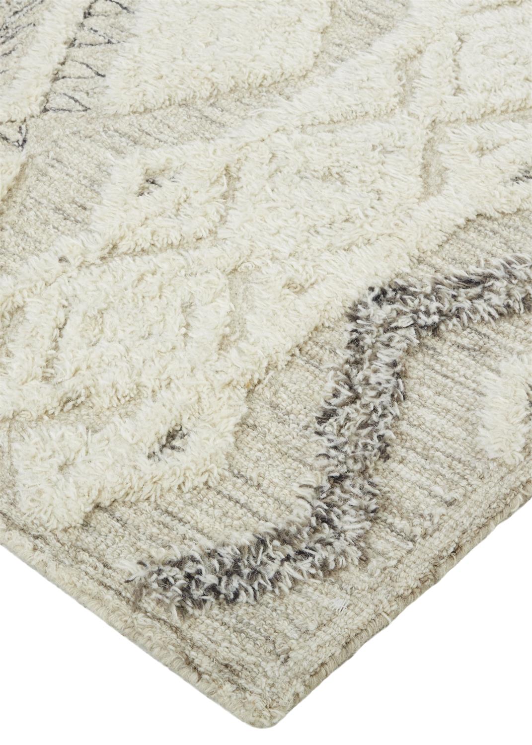 Anica Transitional/Natural/Bohemian & Eclectic Geometric/Moroccan Ivory/Taupe/Gray - Feizy Rug