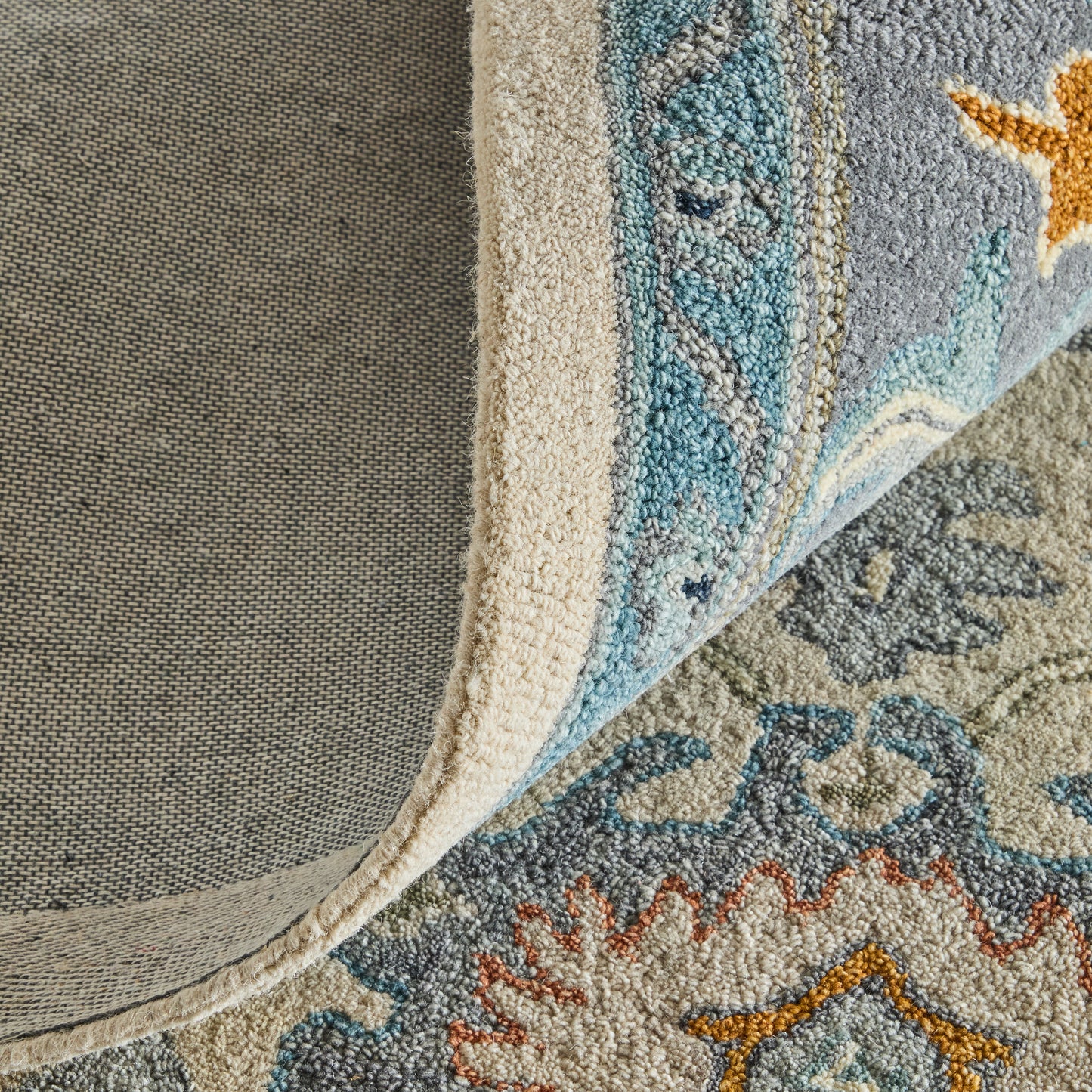 Springfield Traditional Floral & Botanical/Bordered Blue/Gray/Ivory - Feizy Rug