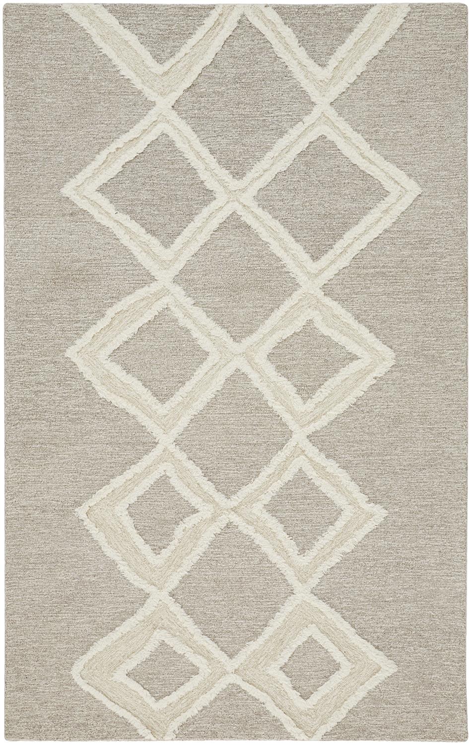 Anica Transitional/Bohemian & Eclectic/Natural Geometric/Diamond/Moroccan Gray/Ivory - Feizy Rug