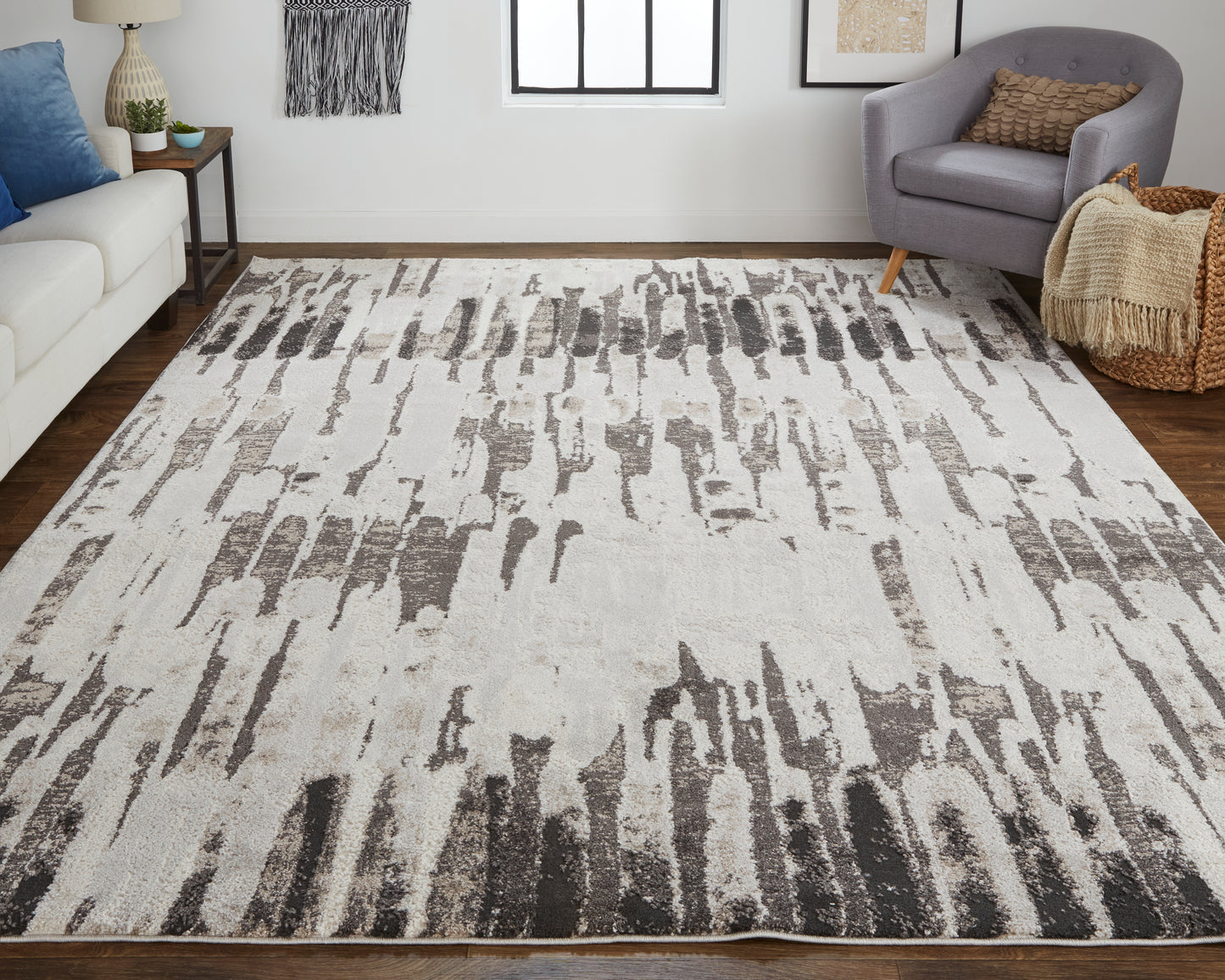 Vancouver Modern/Bohemian & Eclectic Ivory/Brown/Gray Area Rug