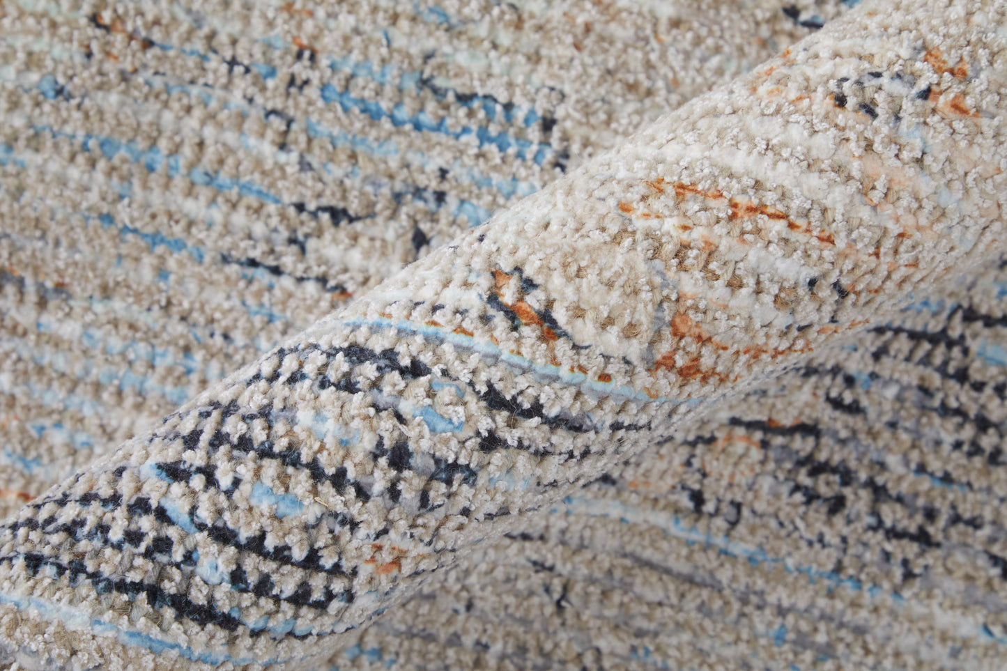 Caldwell Transitional/Bohemian & Eclectic/Global Ivory/Blue/Orange Area Rug