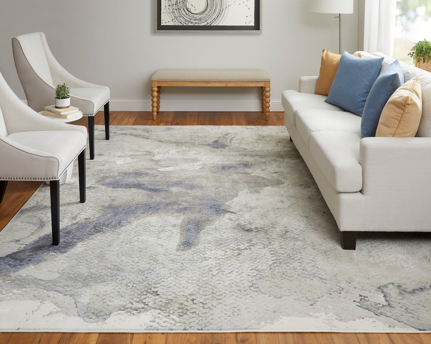 Clio Modern/Industrial/Bohemian & Eclectic Abstract/Watercolor Taupe/Brown/Black - Feizy Rug
