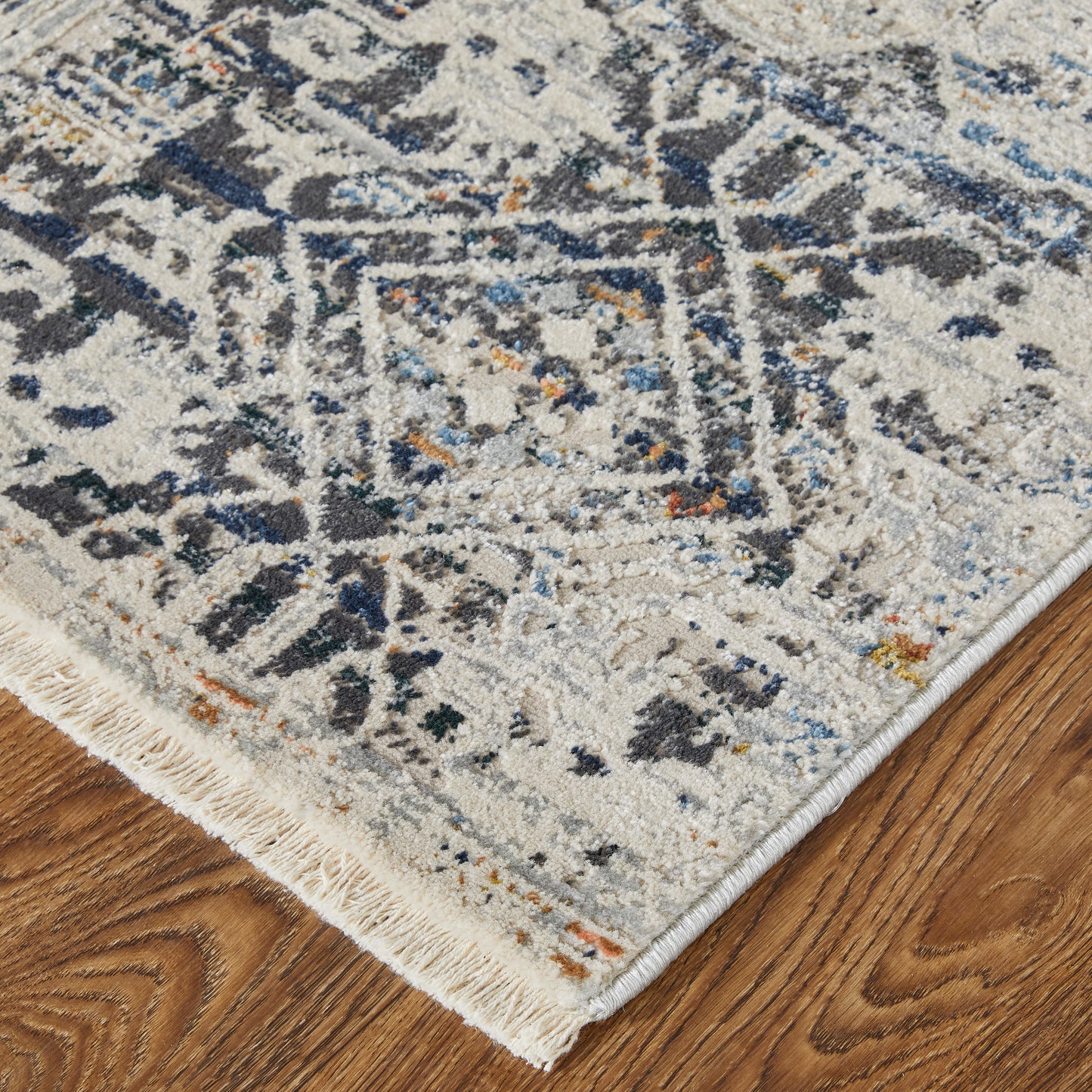 Kaia Transitional/Casual/Farmhouse Distressed/Diamond/Oriental Ivory/Gray/Taupe - Feizy Rug