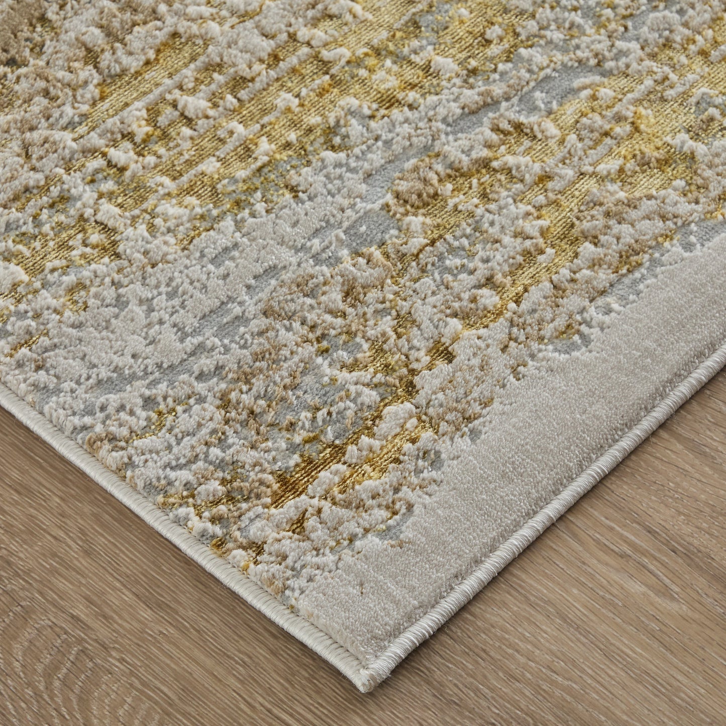 Aura Modern/Industrial Abstract/Gradient & Ombre Gold/Gray/Ivory - Feizy Rug