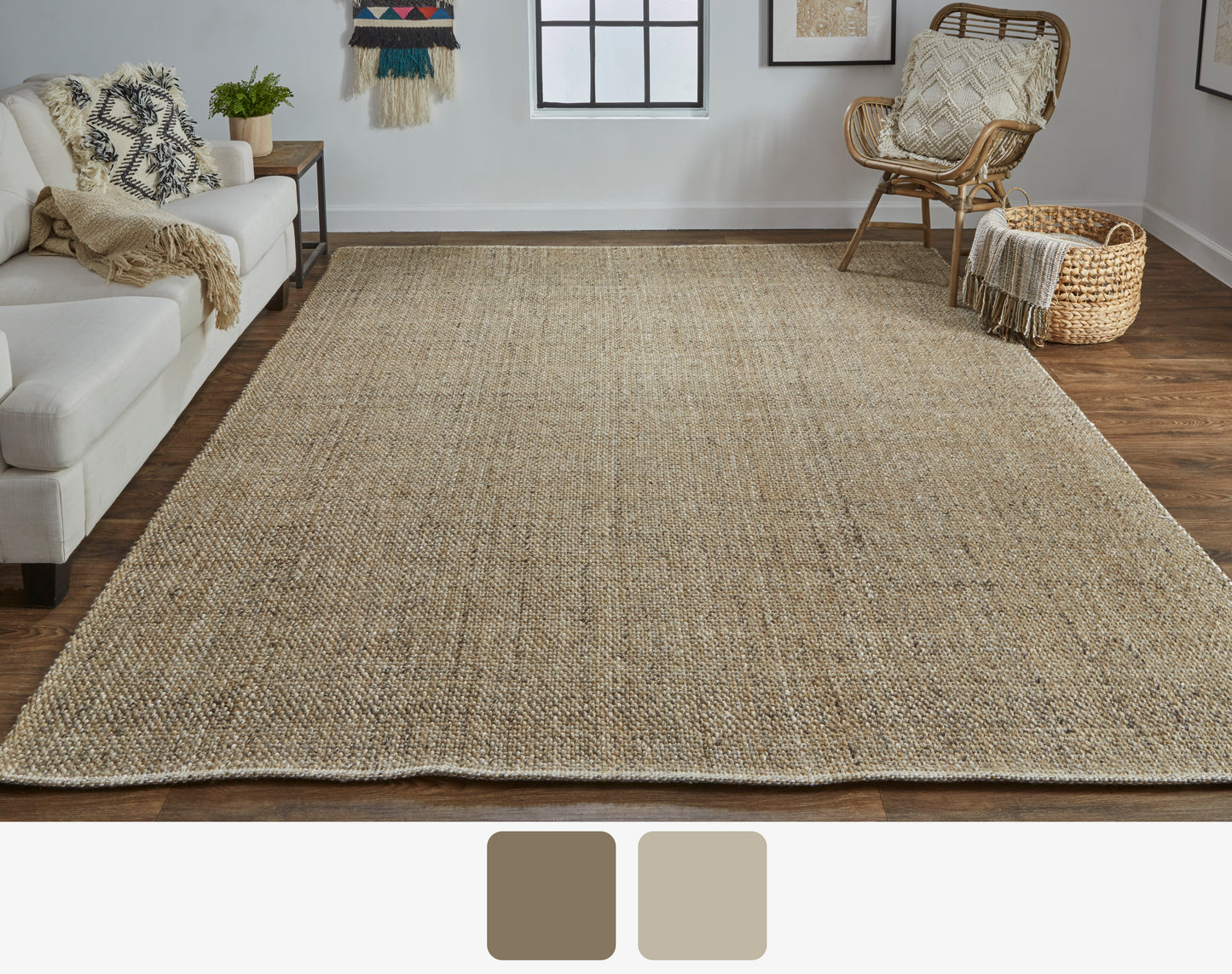 Naples Transitional/Casual/Nautical & Coastal Solid/Stripes Brown - Feizy Rug