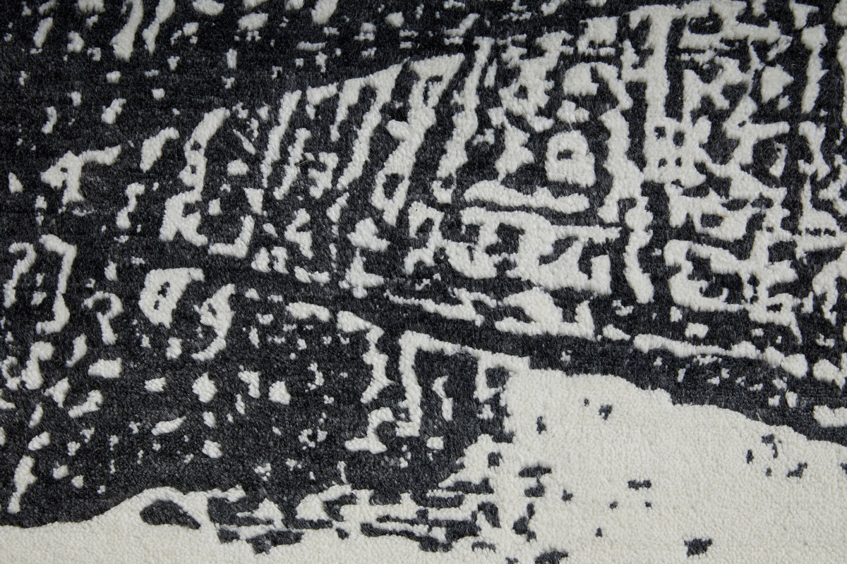 Coda Modern/Industrial/Global Abstract/Watercolor Black/White 8927 - Feizy Rug